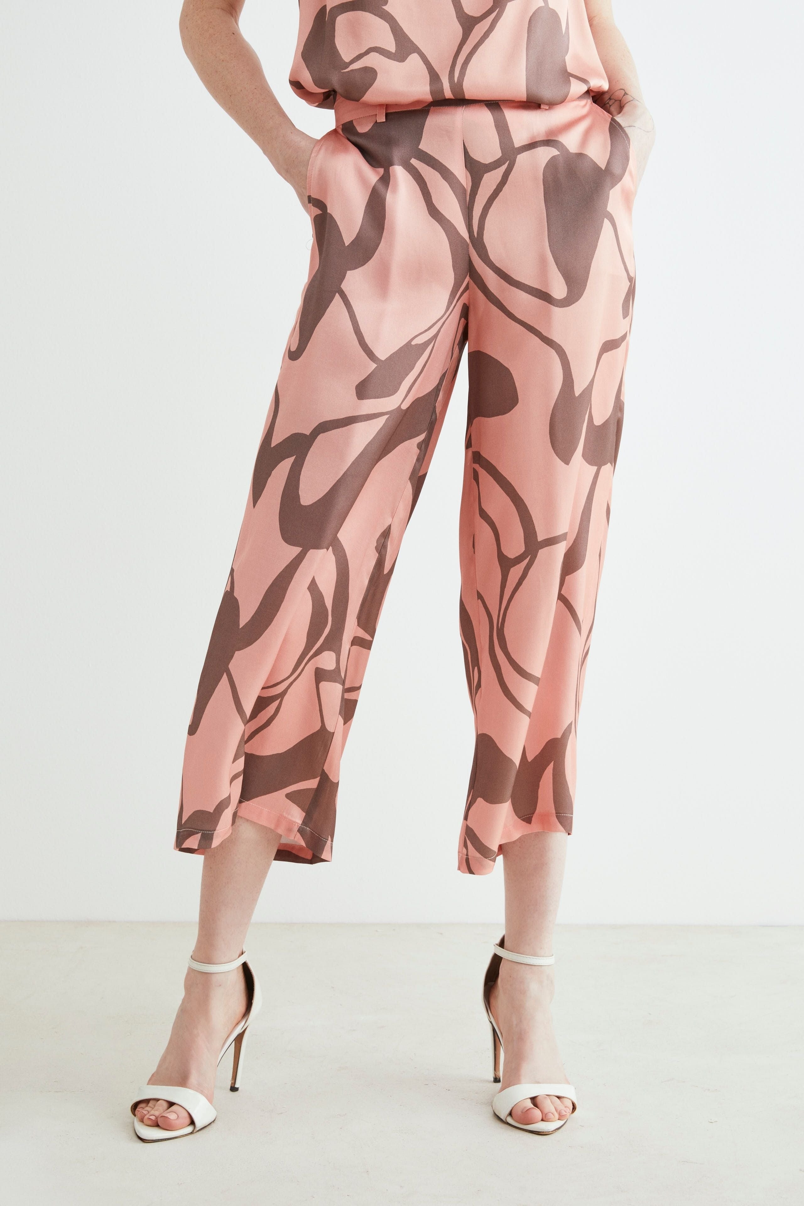 Pantalon léger à motifs - Motif rose