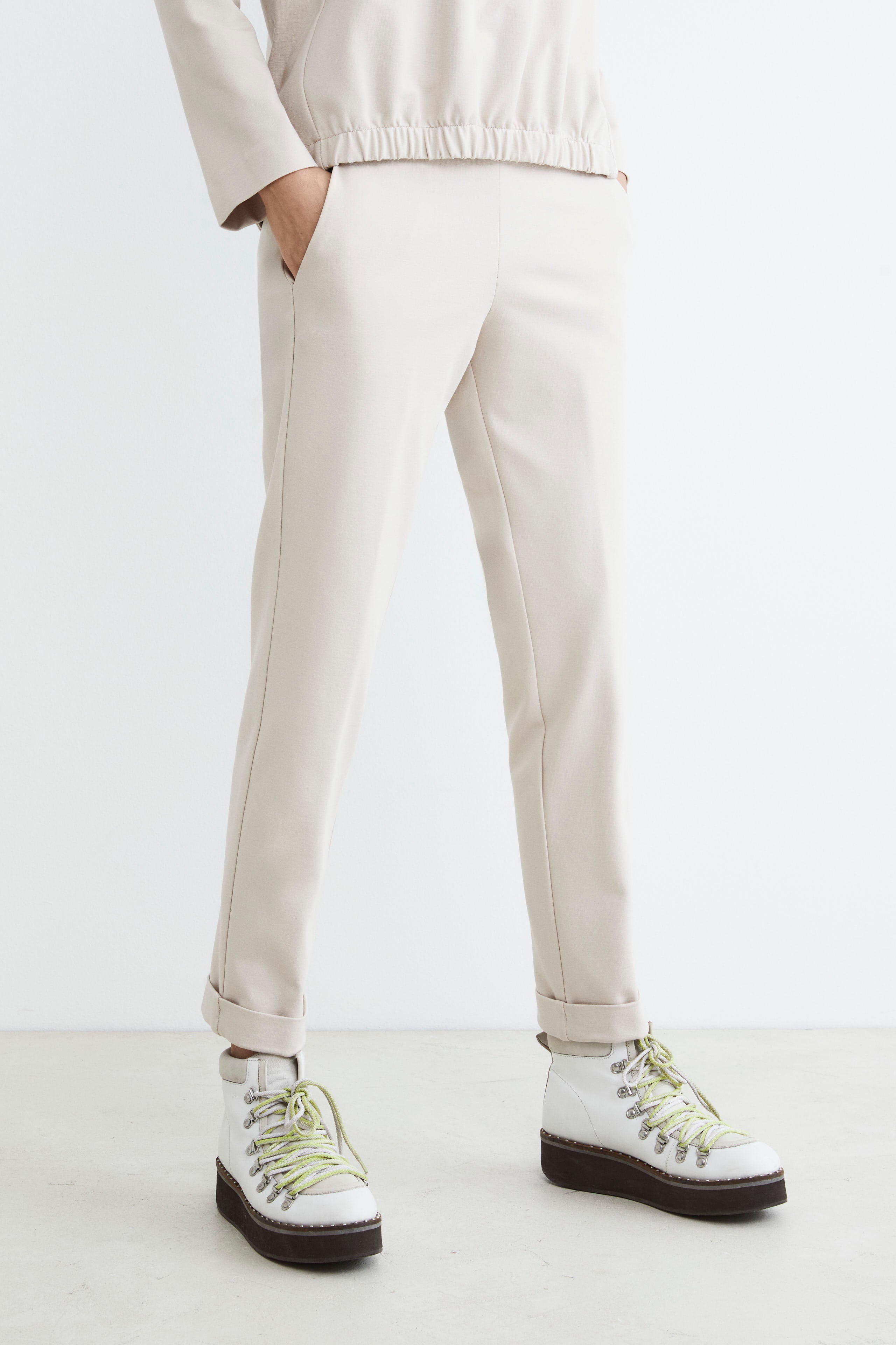 Stretch jersey trousers - Chalk white