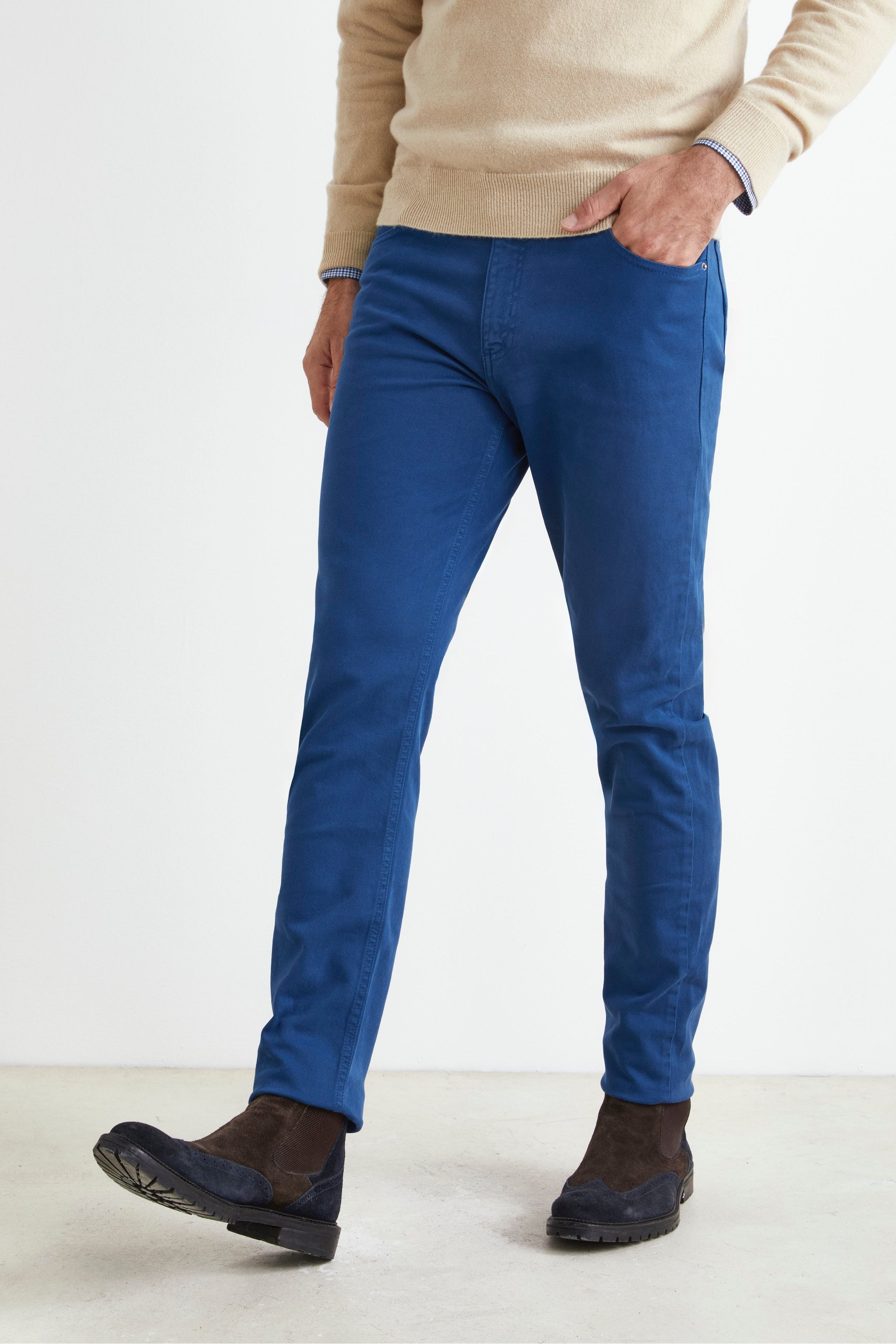 Slim Fit Five-Pocket Pants - Petroleum