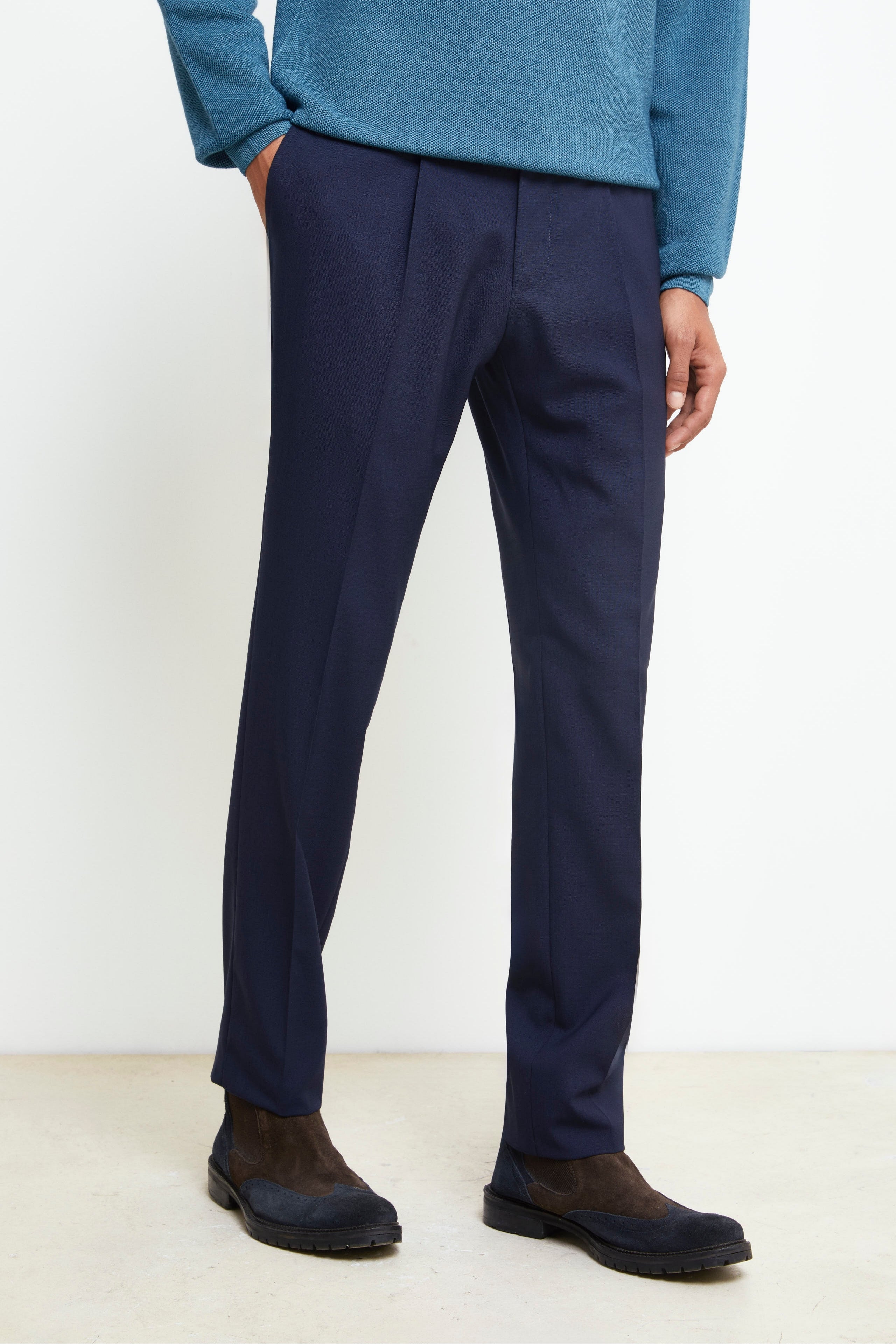 Pantalon à cordon en laine - BLEU