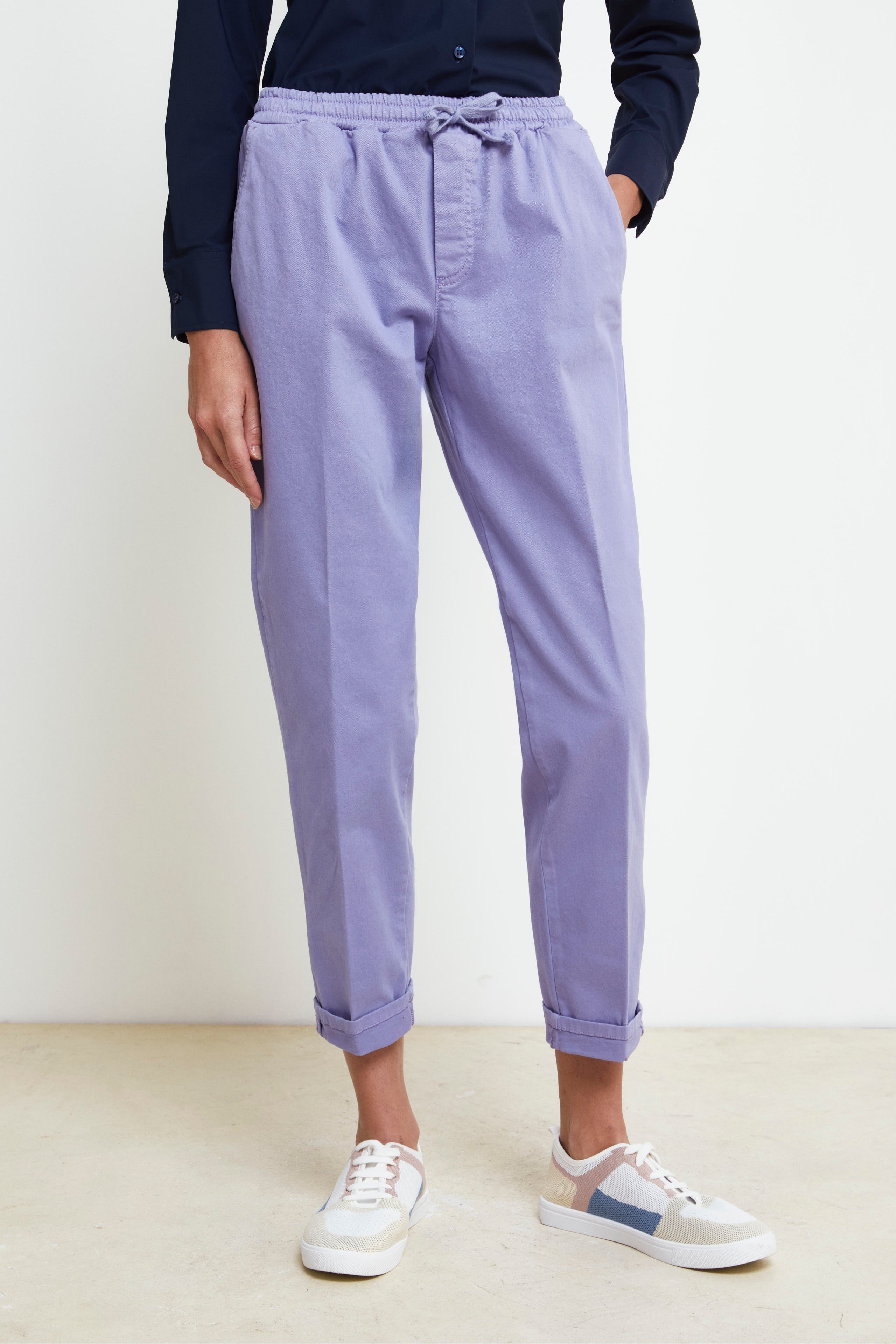 Pantalon à Cordon en Gabardine - Lilas