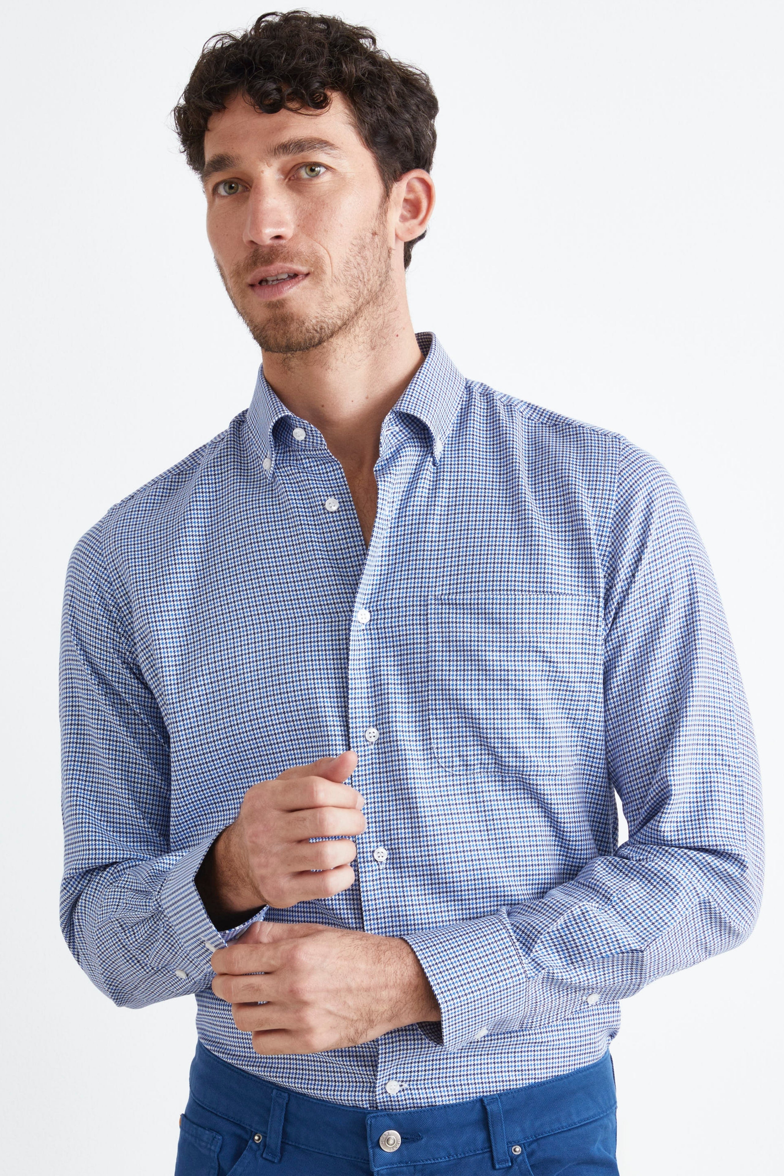 Chemise Fantaisie Regular Fit avec Poche - P-Poule bleue