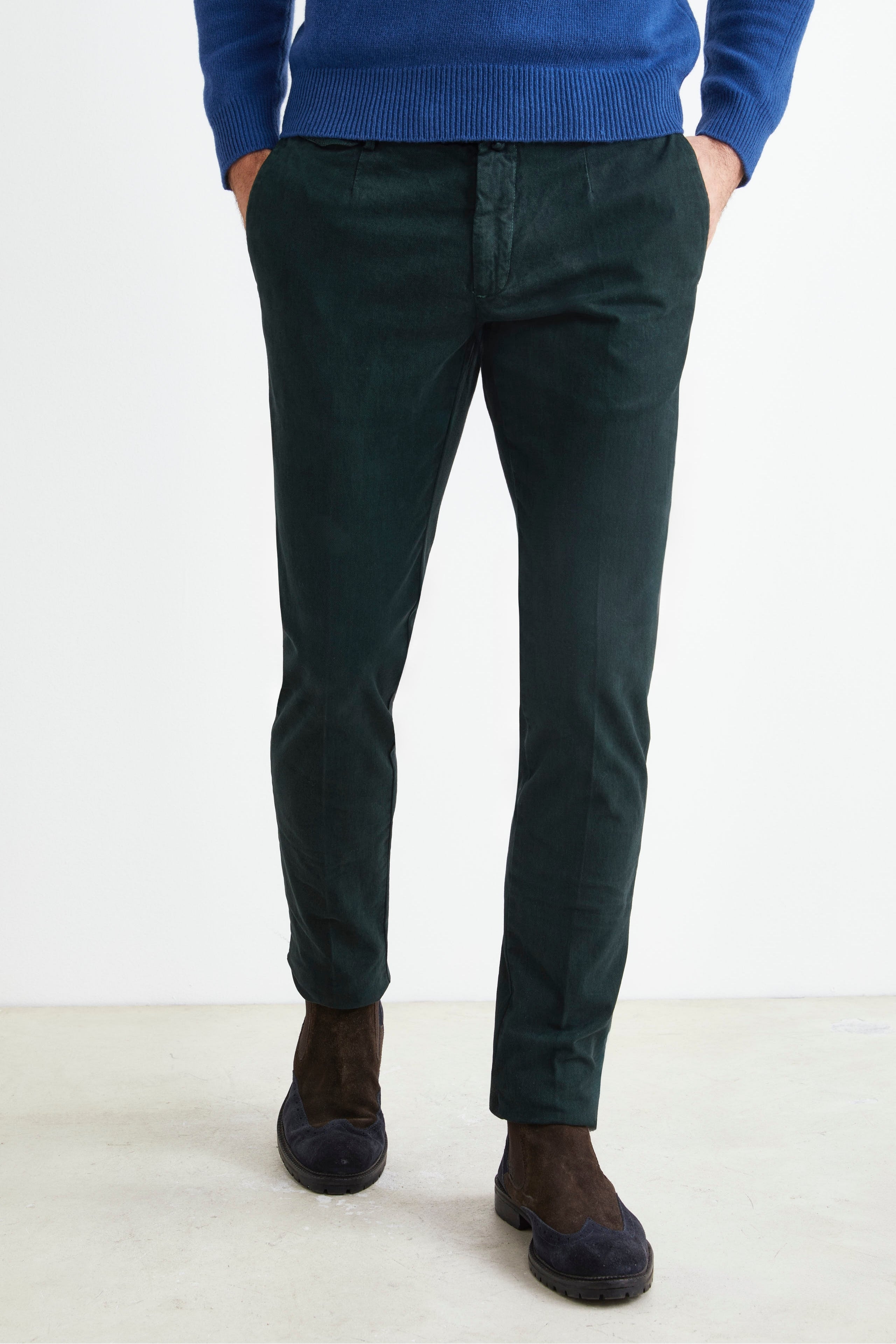 Slim Fit Pants in Cotton - -