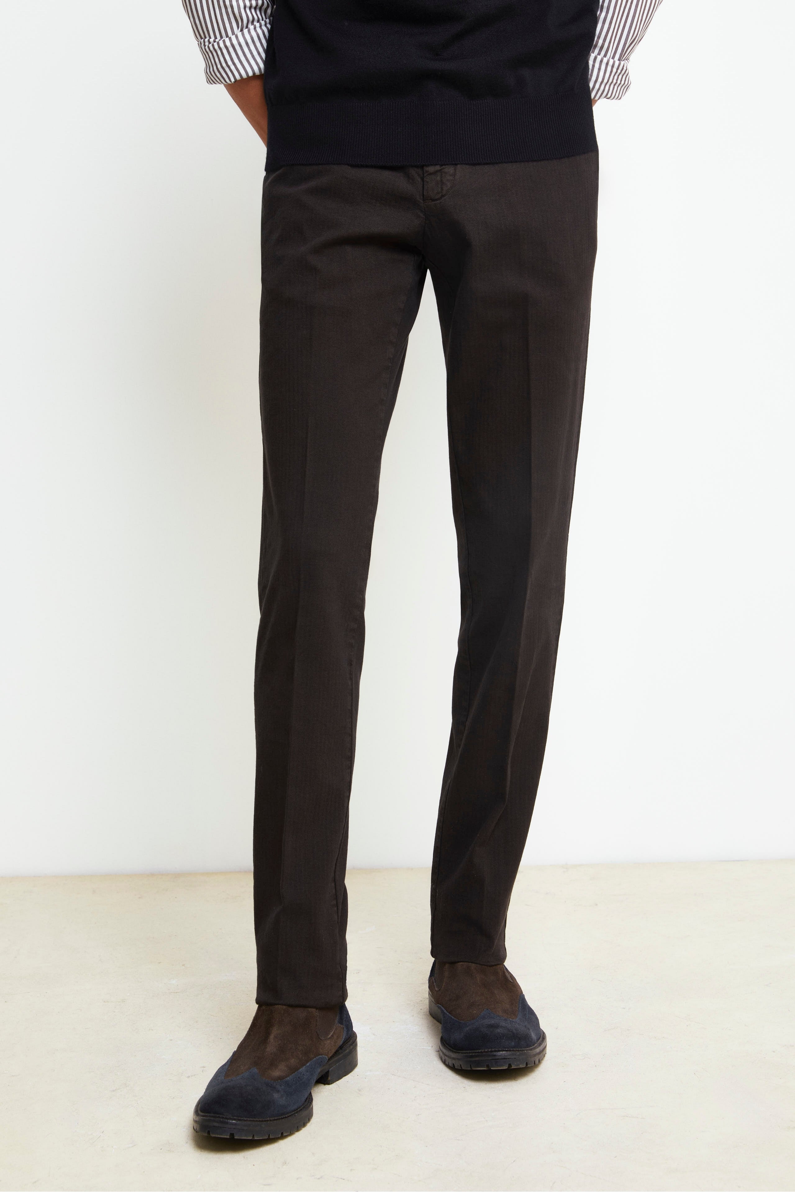 Pantalon Slim Fit en coton - CHEVRONS BRUN