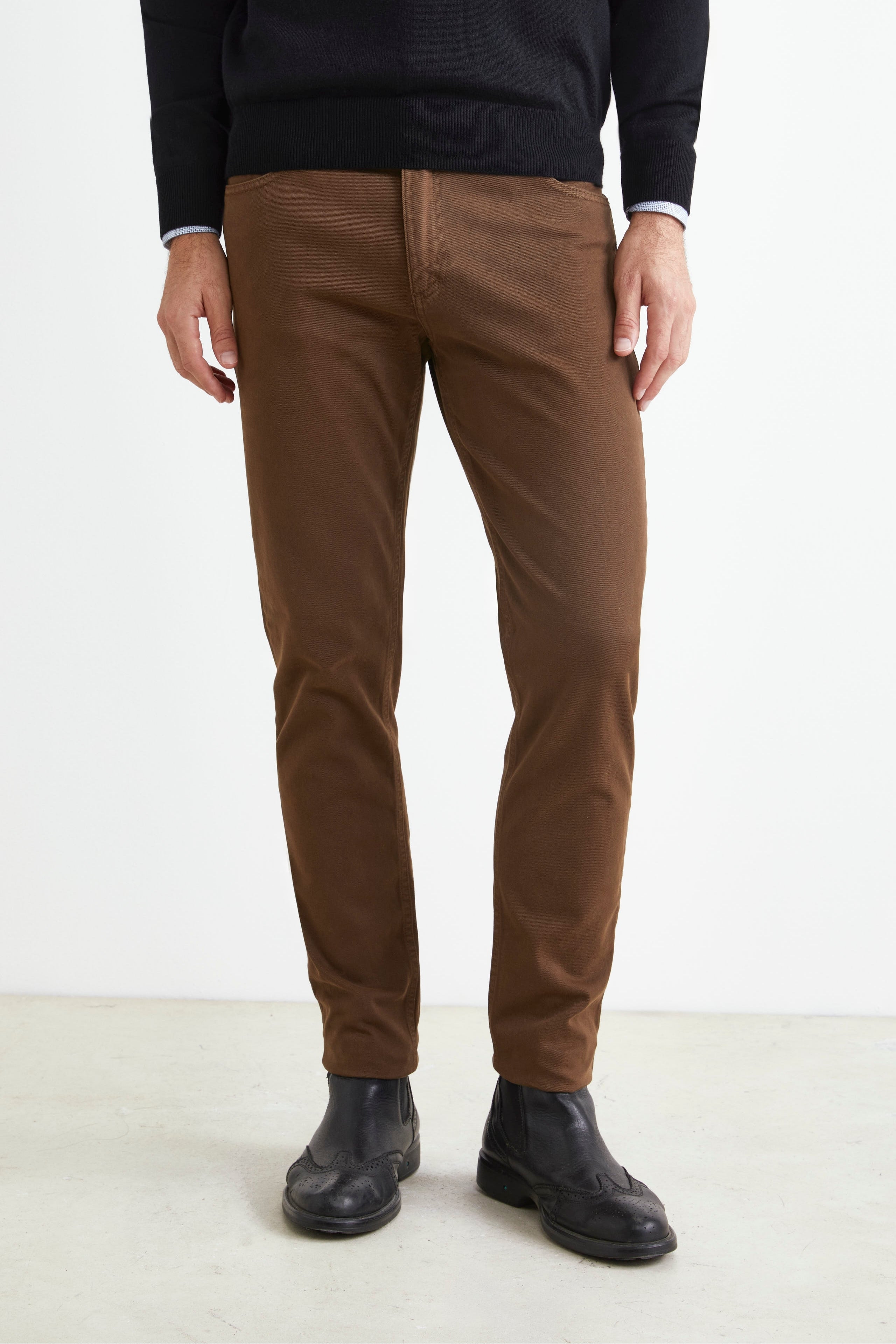 Slim Fit Five-Pocket Pants - Brown