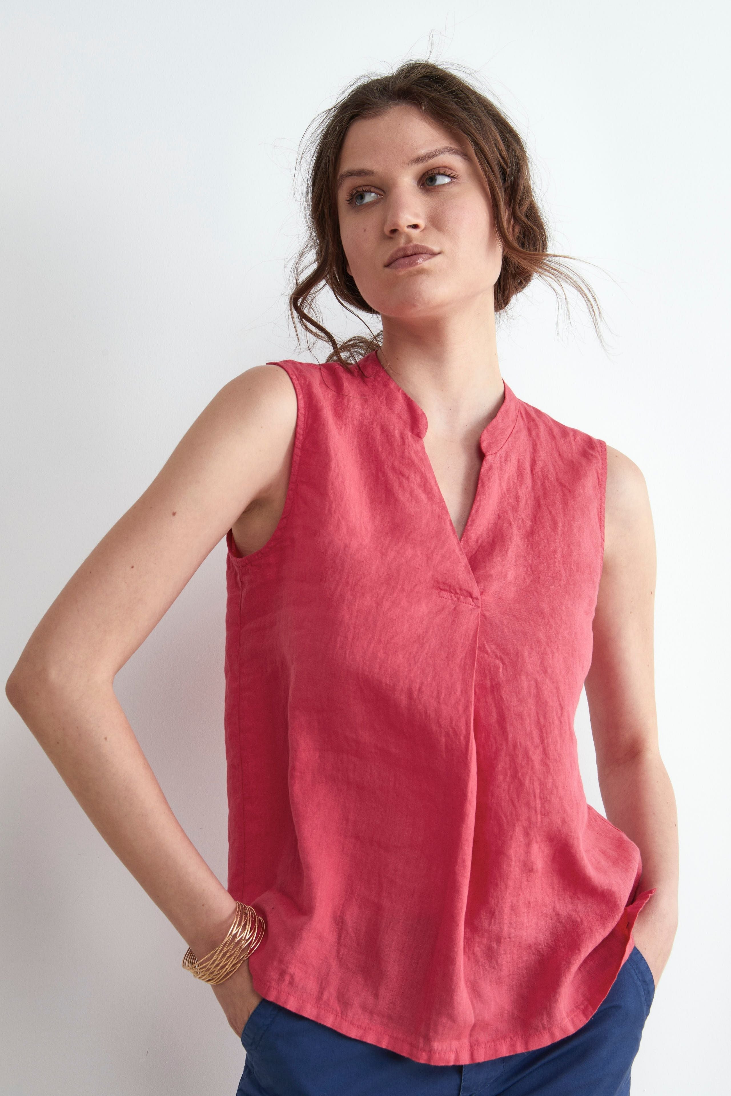 Top en lin - Rose corail