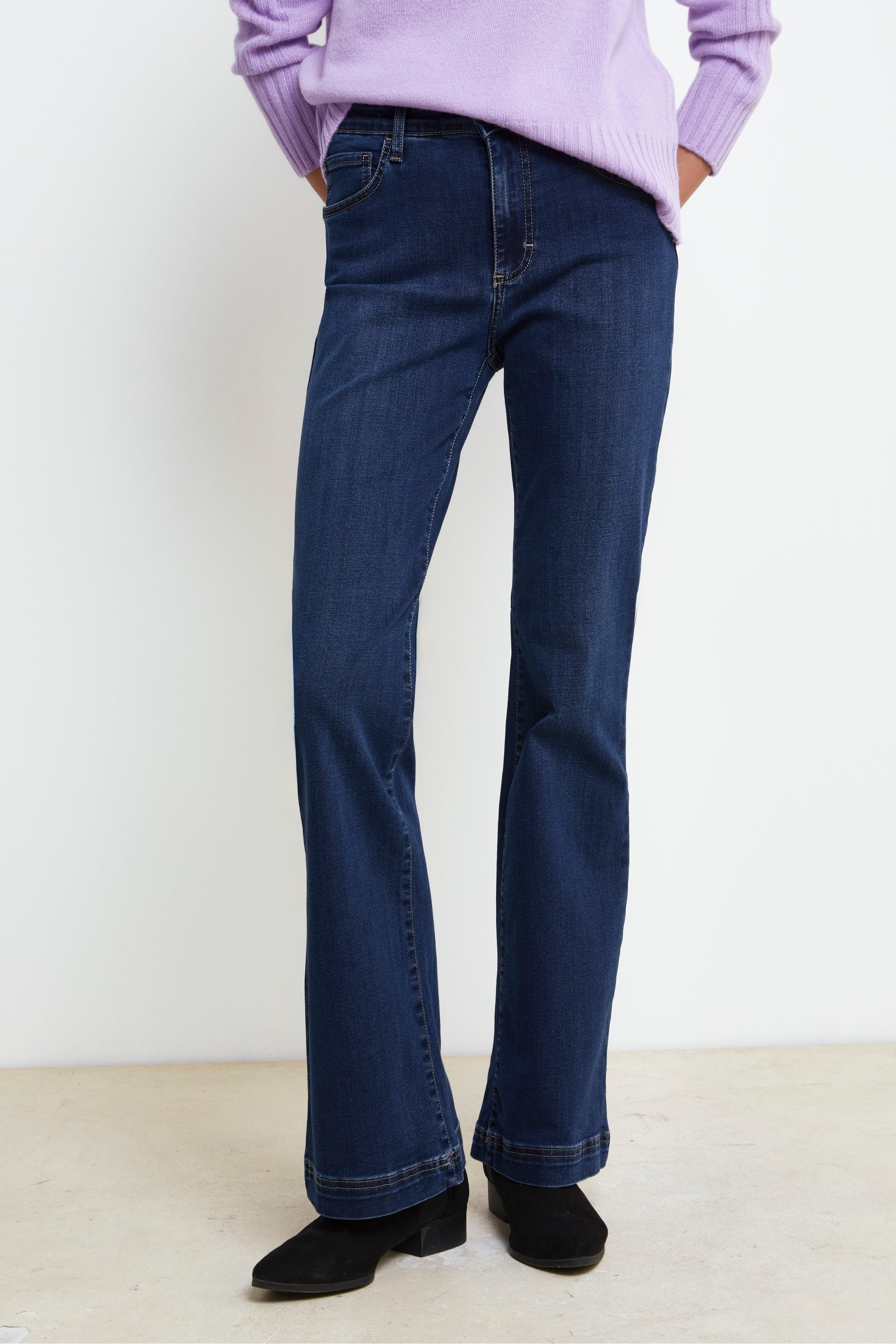 Flared Cotton Jeans - DENIM