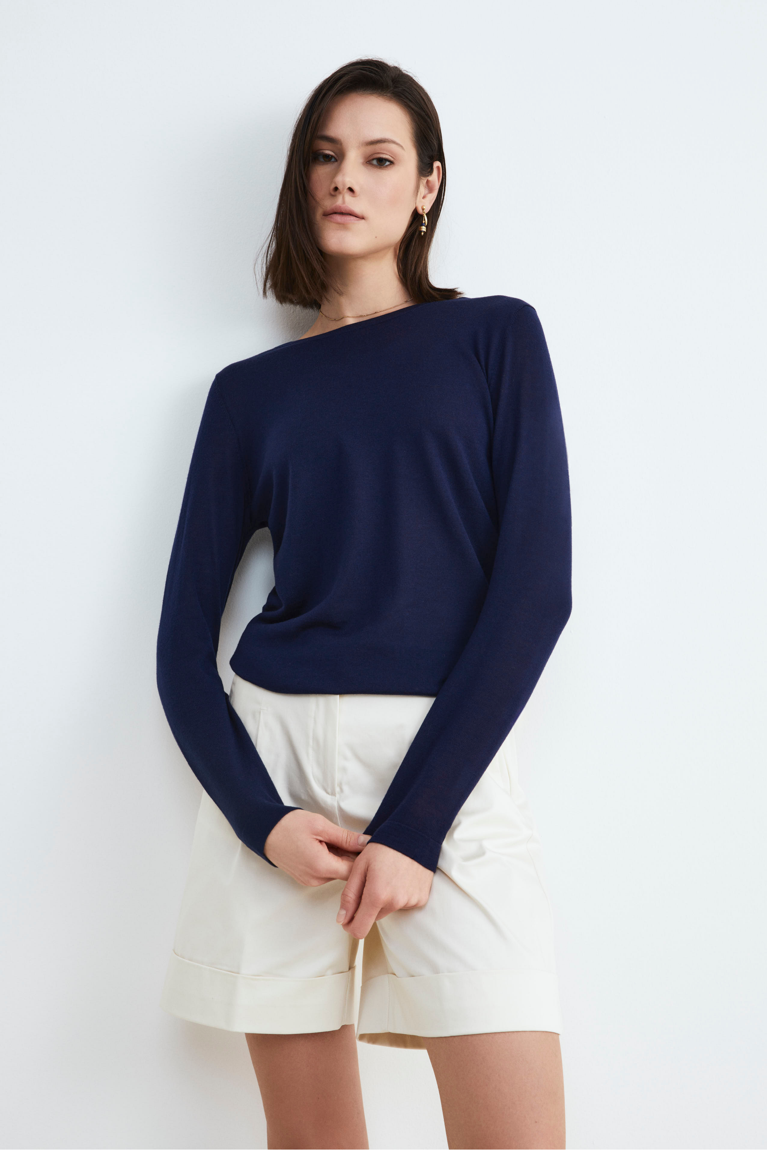 Pullover mit Rundhalsausschnitt für Frauen - BLAU