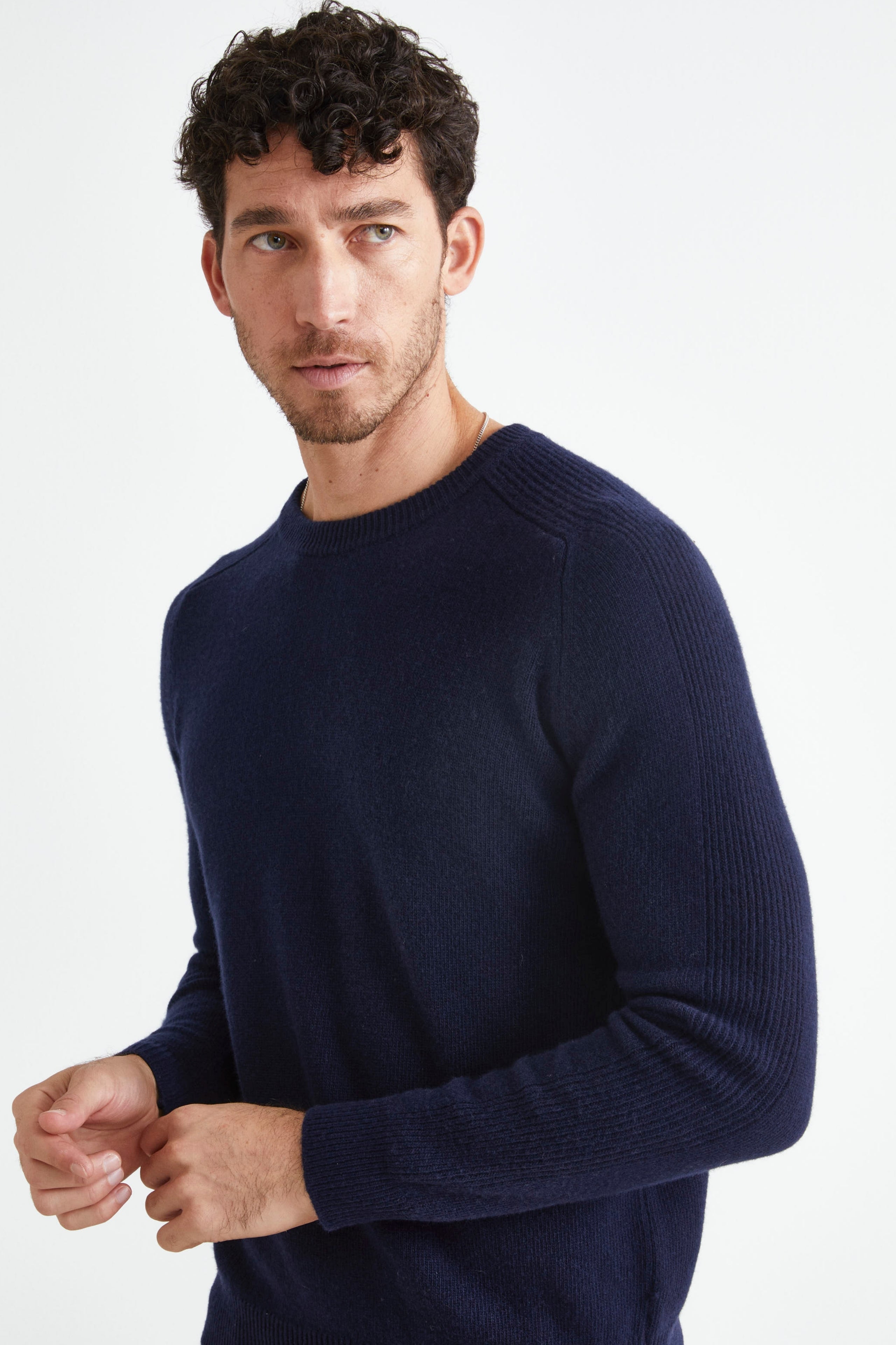 Wool and Cashmere Crewneck Sweater - Midnight blue