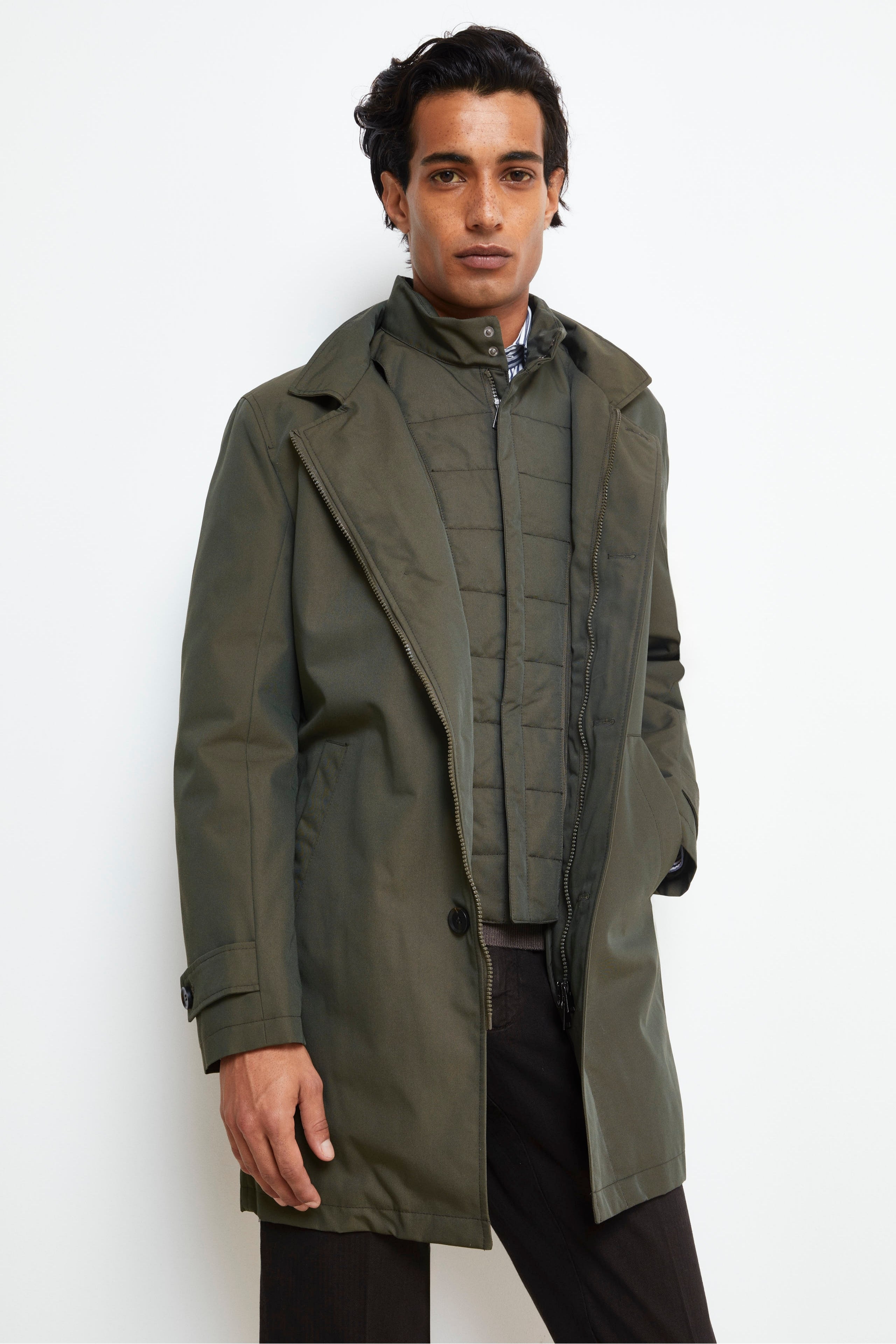 Raincoat with placket - GREEN