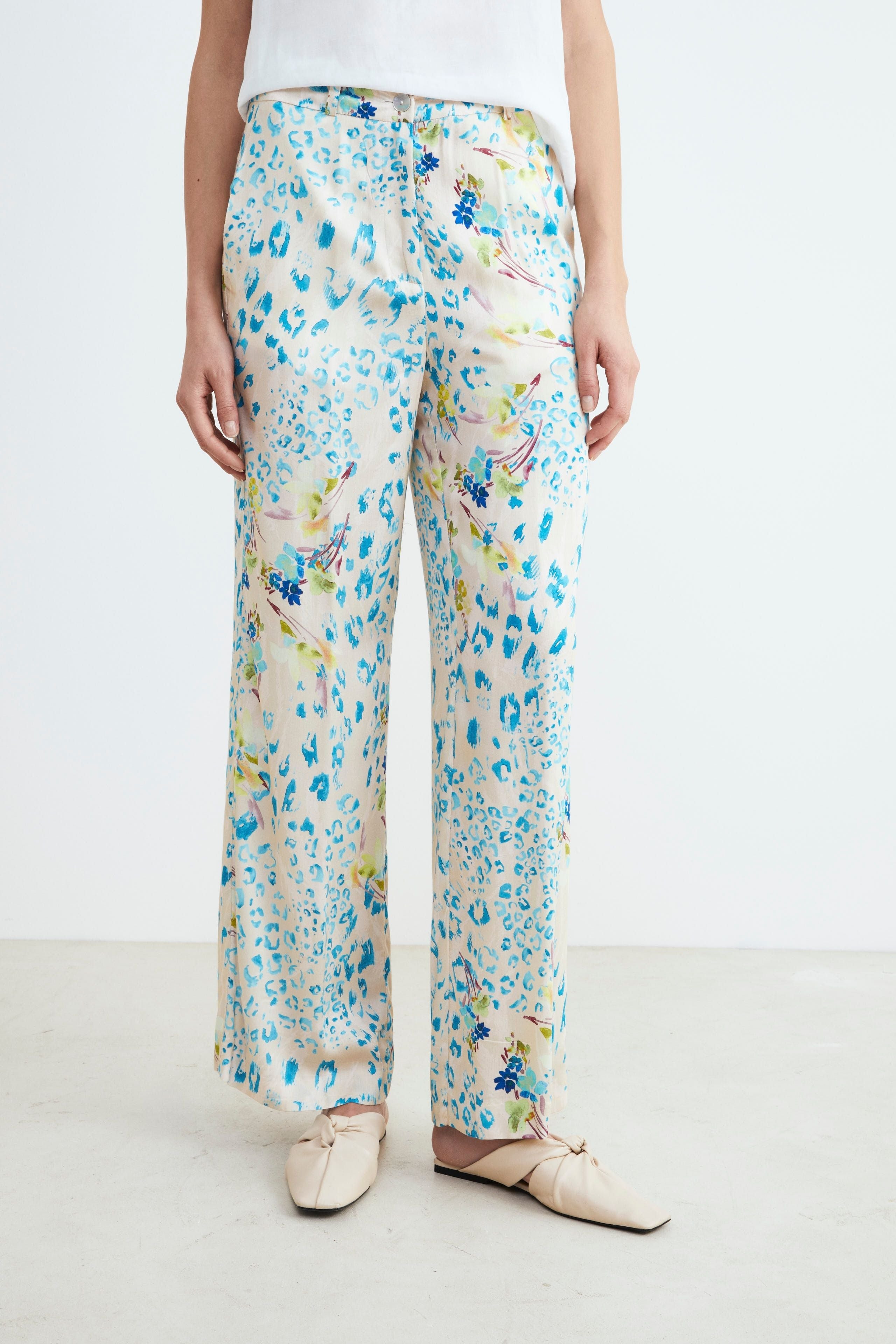 Patterned palace pants - Turquoise pattern