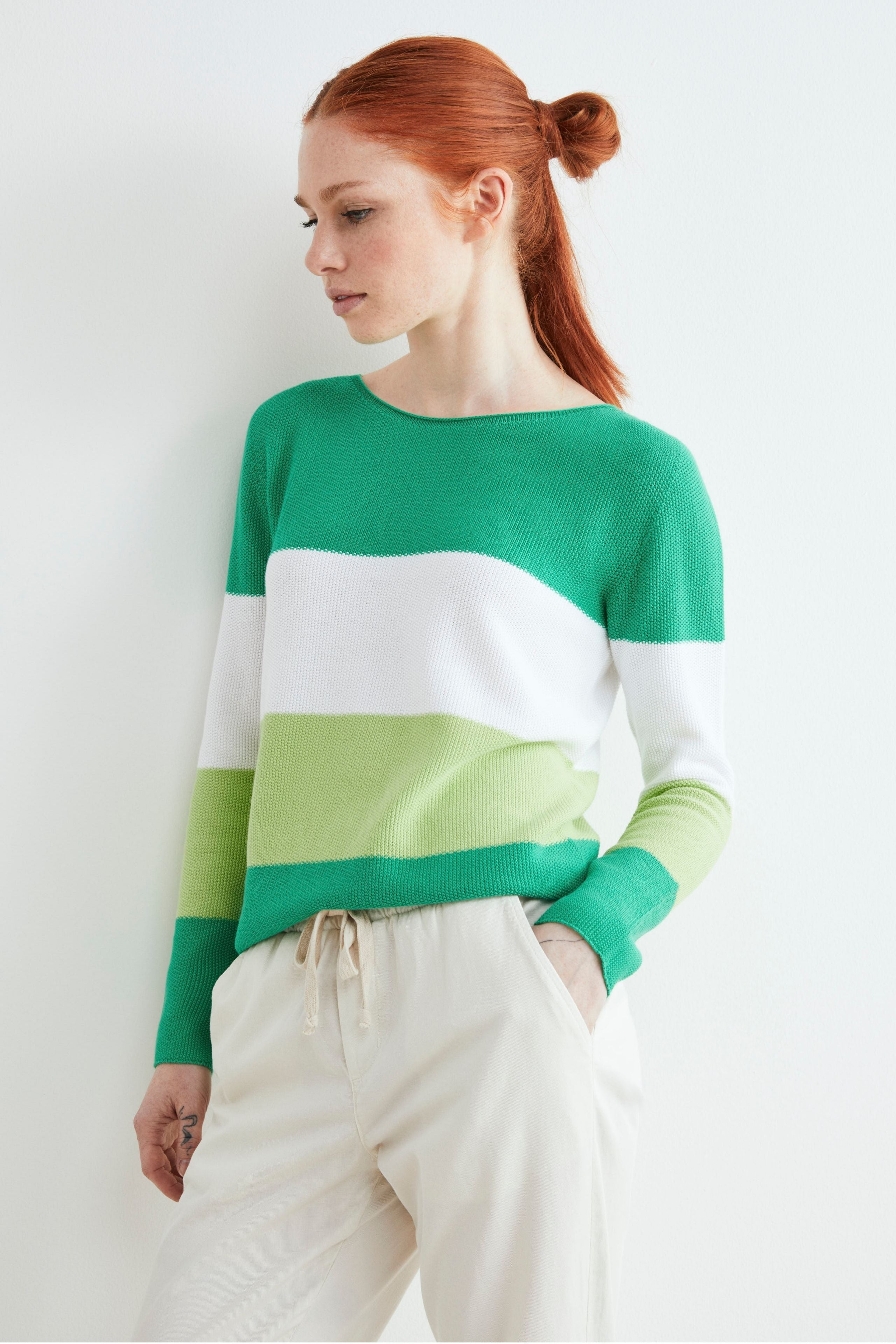 Striped cotton sweater - STRIPED APPLE