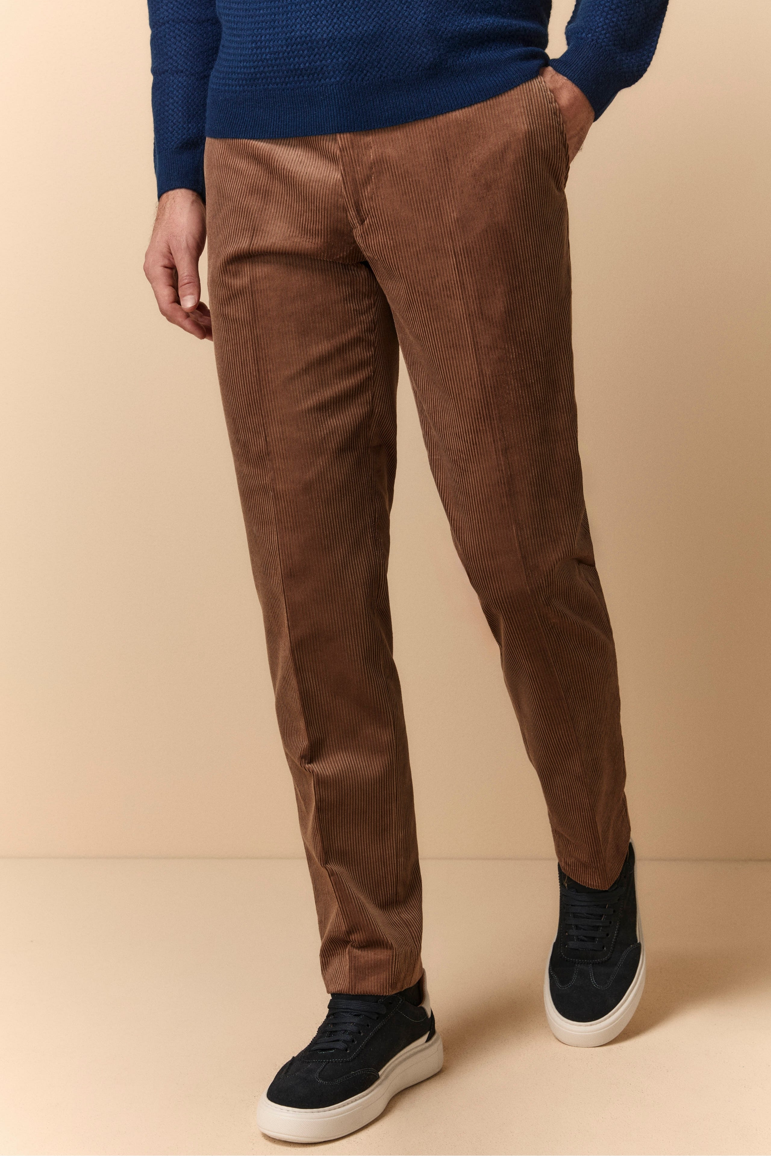 Ribbed Velvet Trousers - Warm brown