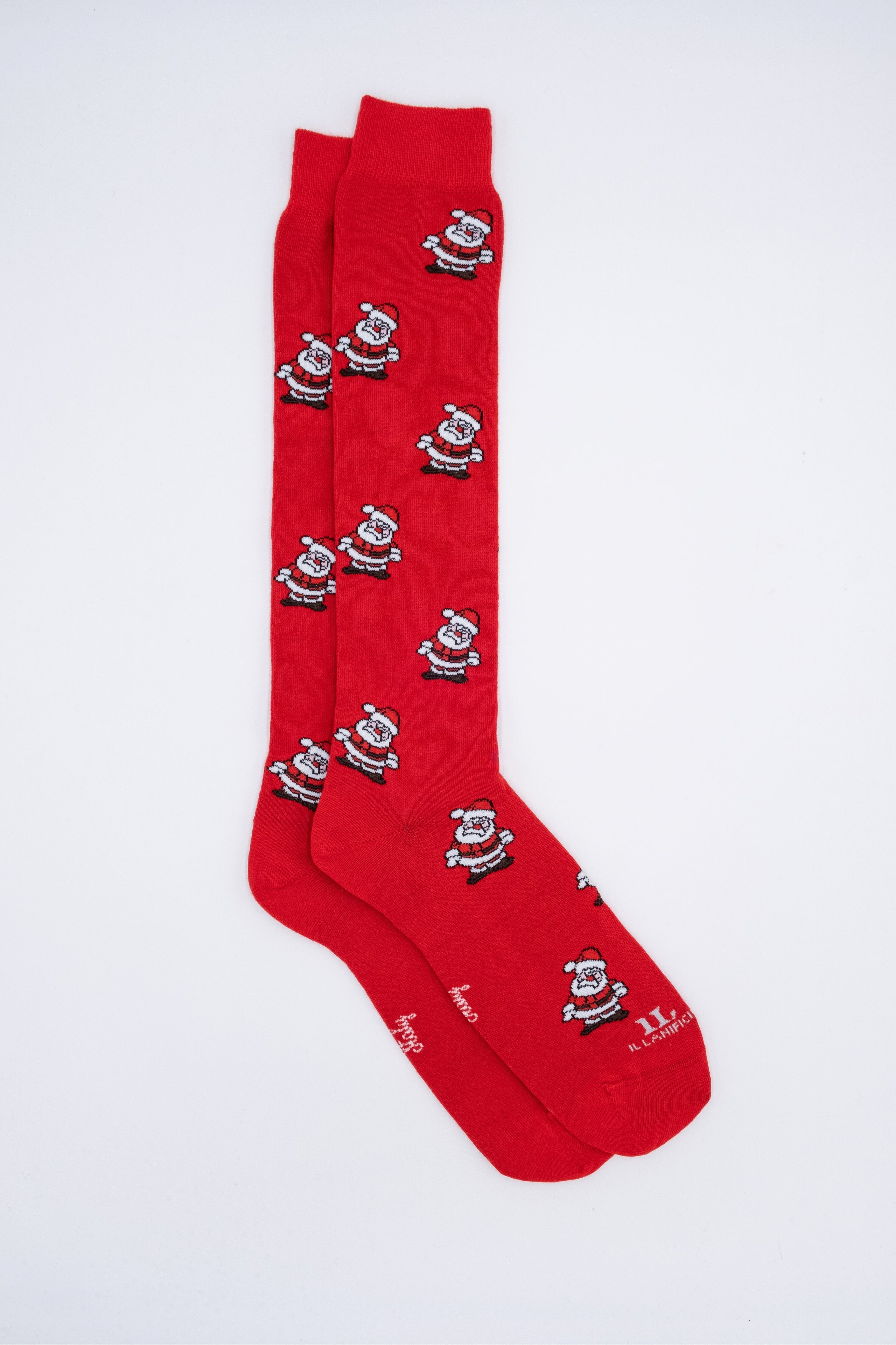 Patterned Christmas Long Socks - Red