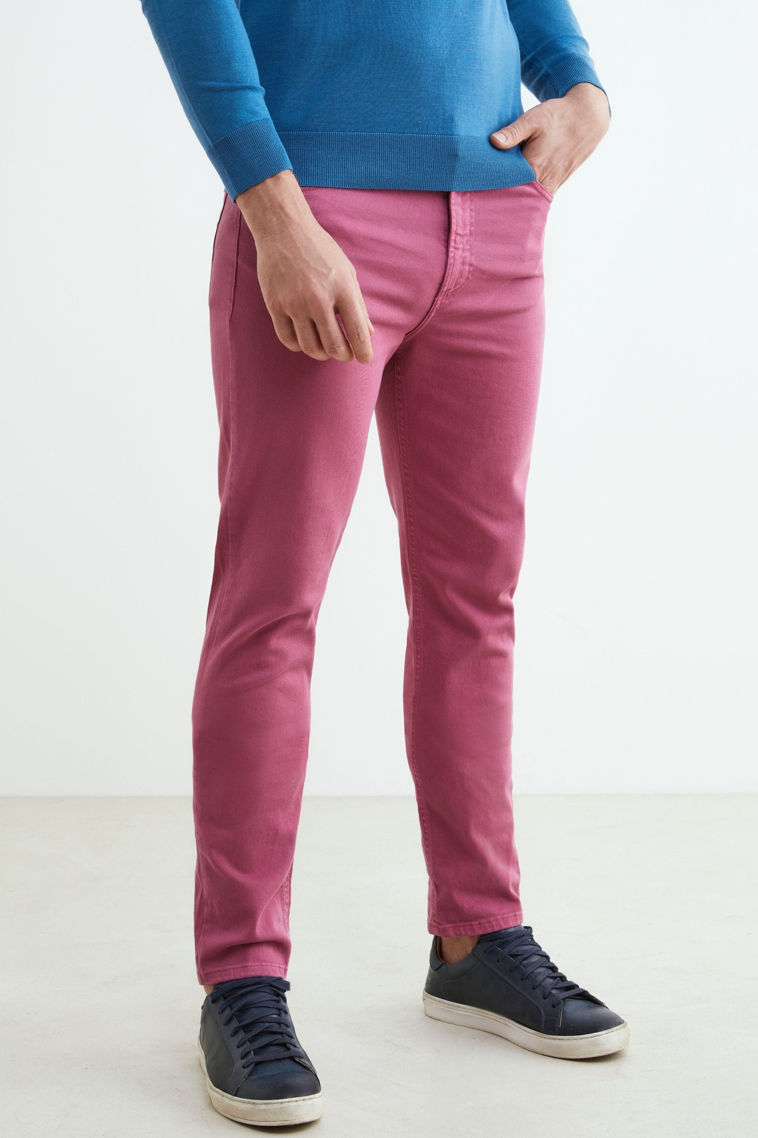 Pantalon 5 poches en coton - Rose foncé