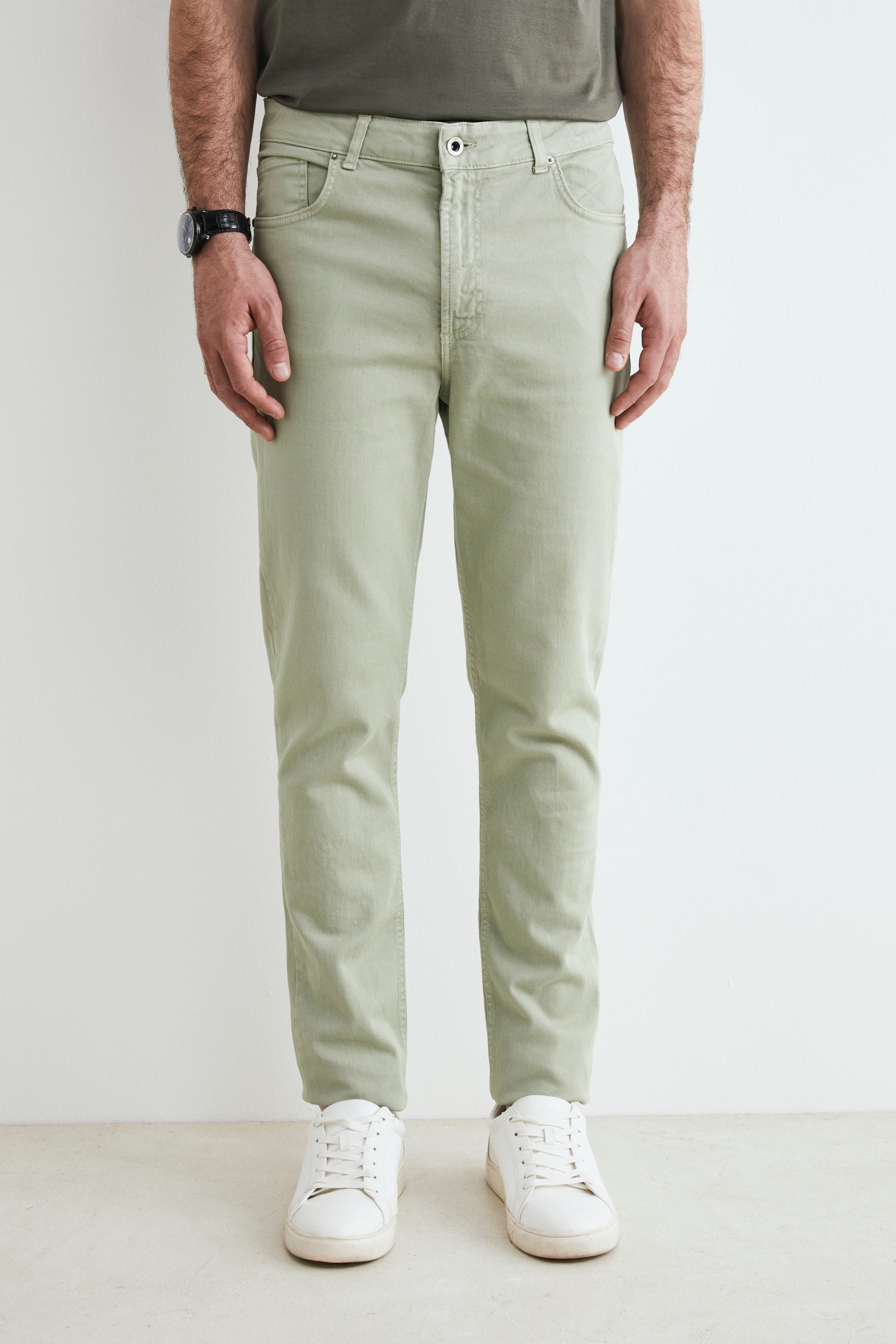 5-pocket cotton pants - Vert