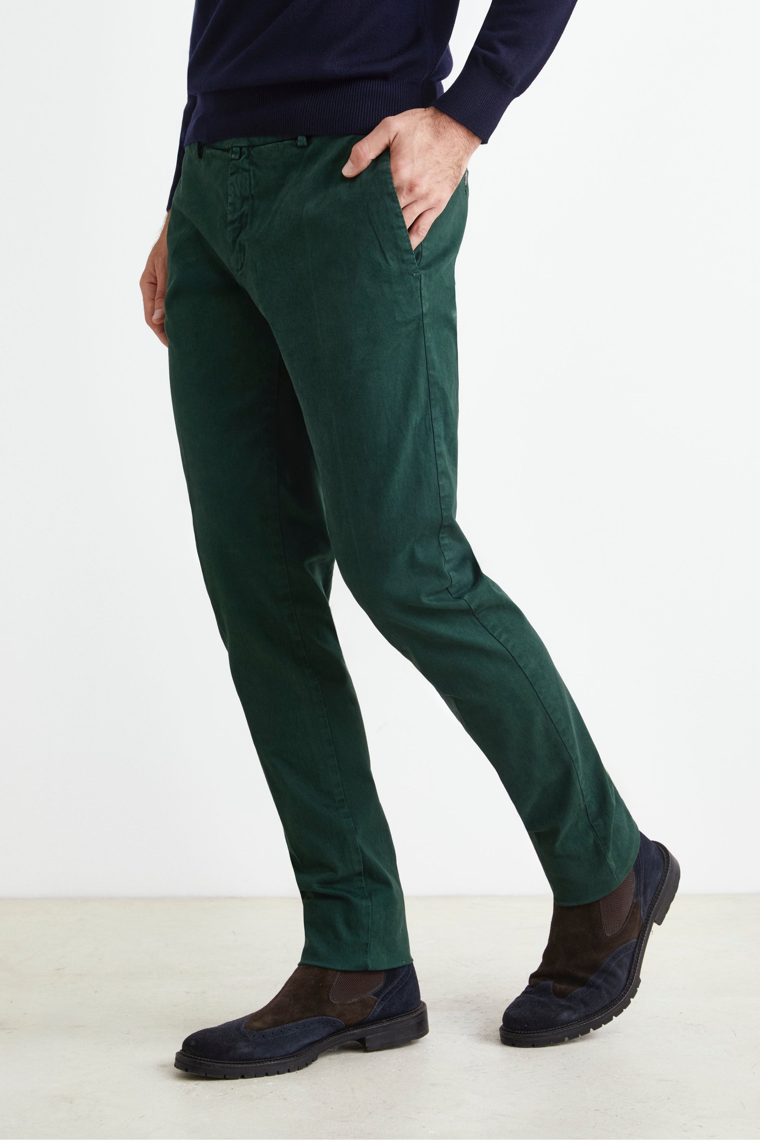 Stretch Pants in Gabardine - GREEN