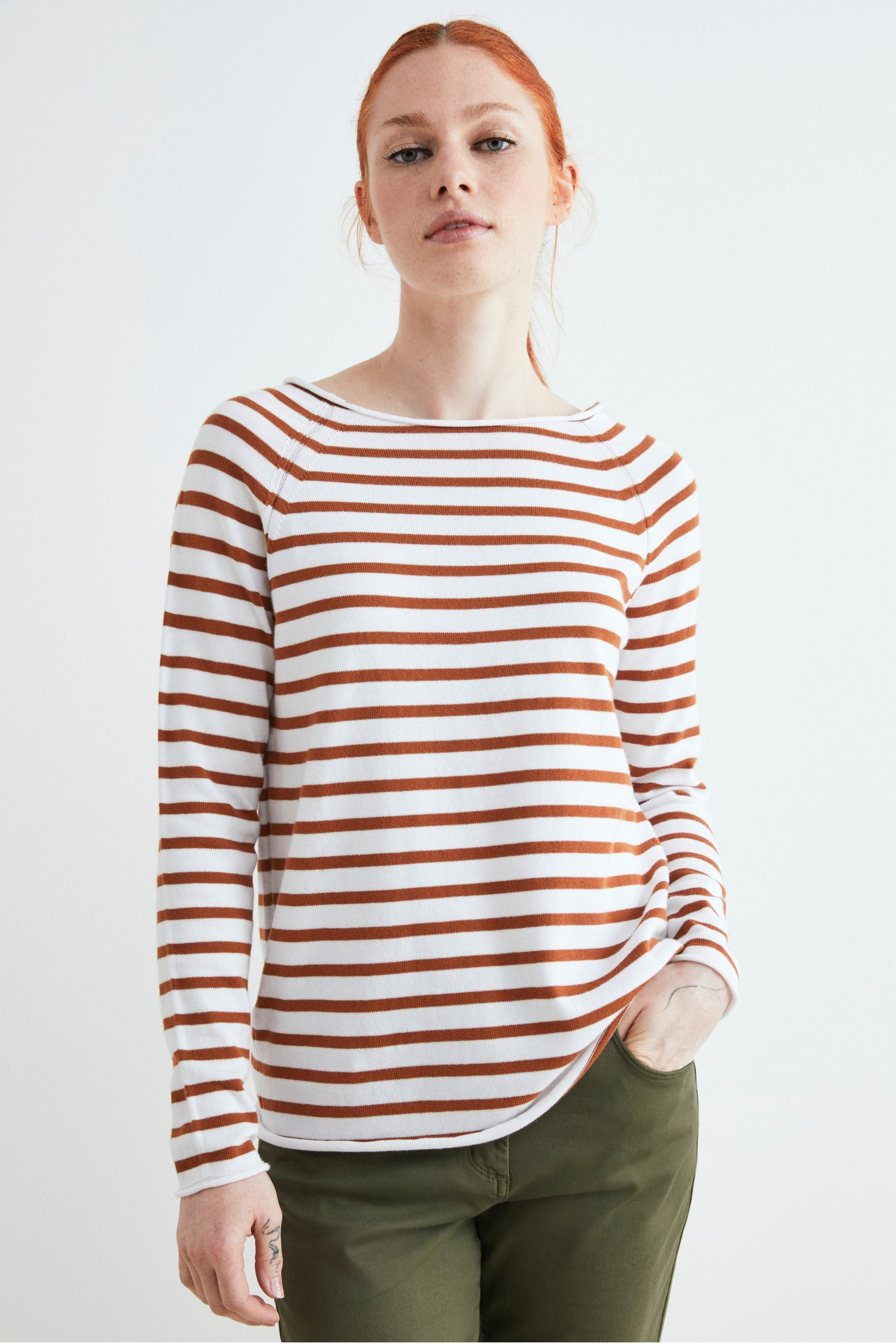 Fancy cotton jersey - WHITE/BROWN