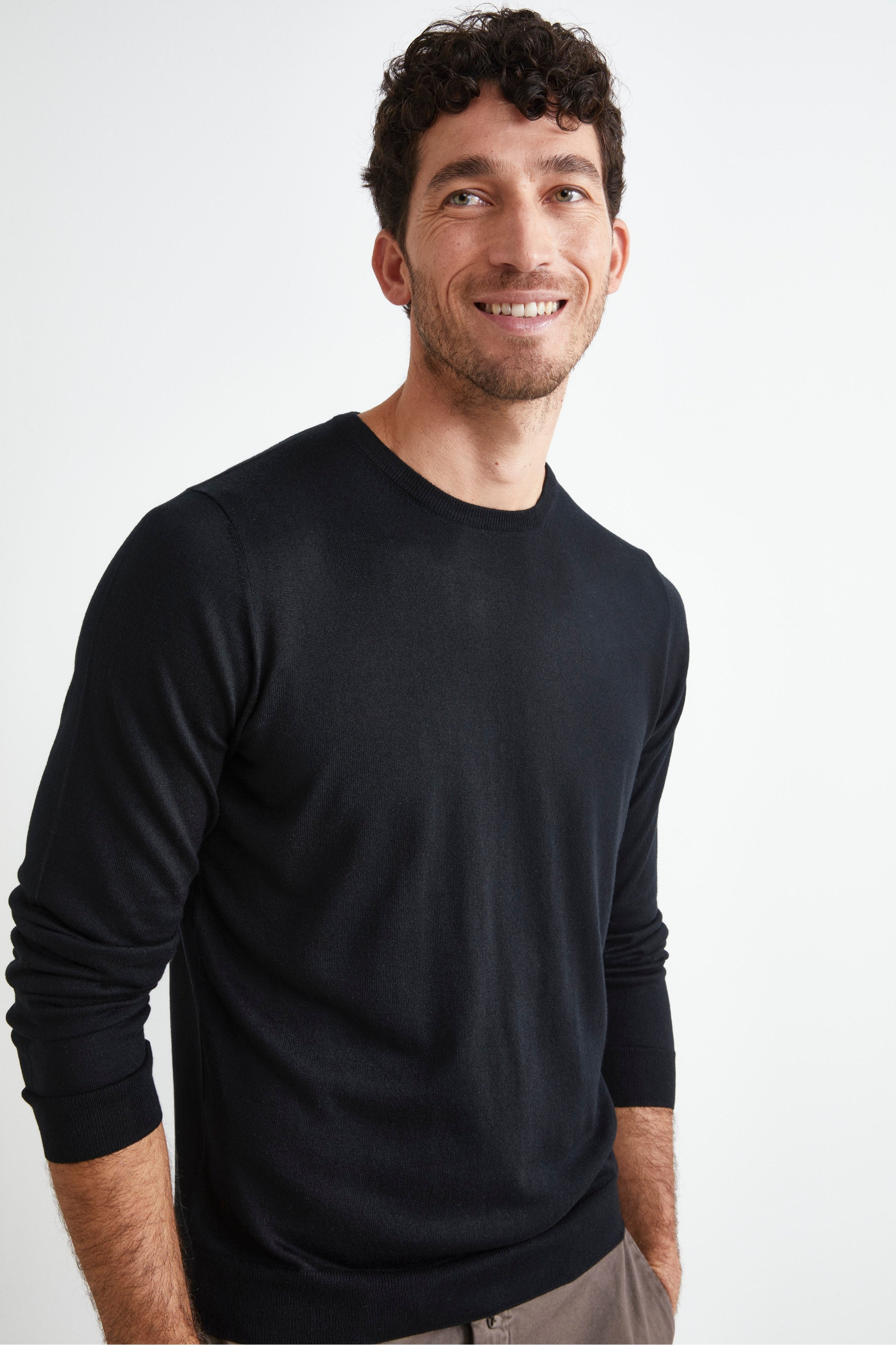 Maglia extrafine in seta e cashmere - NERO