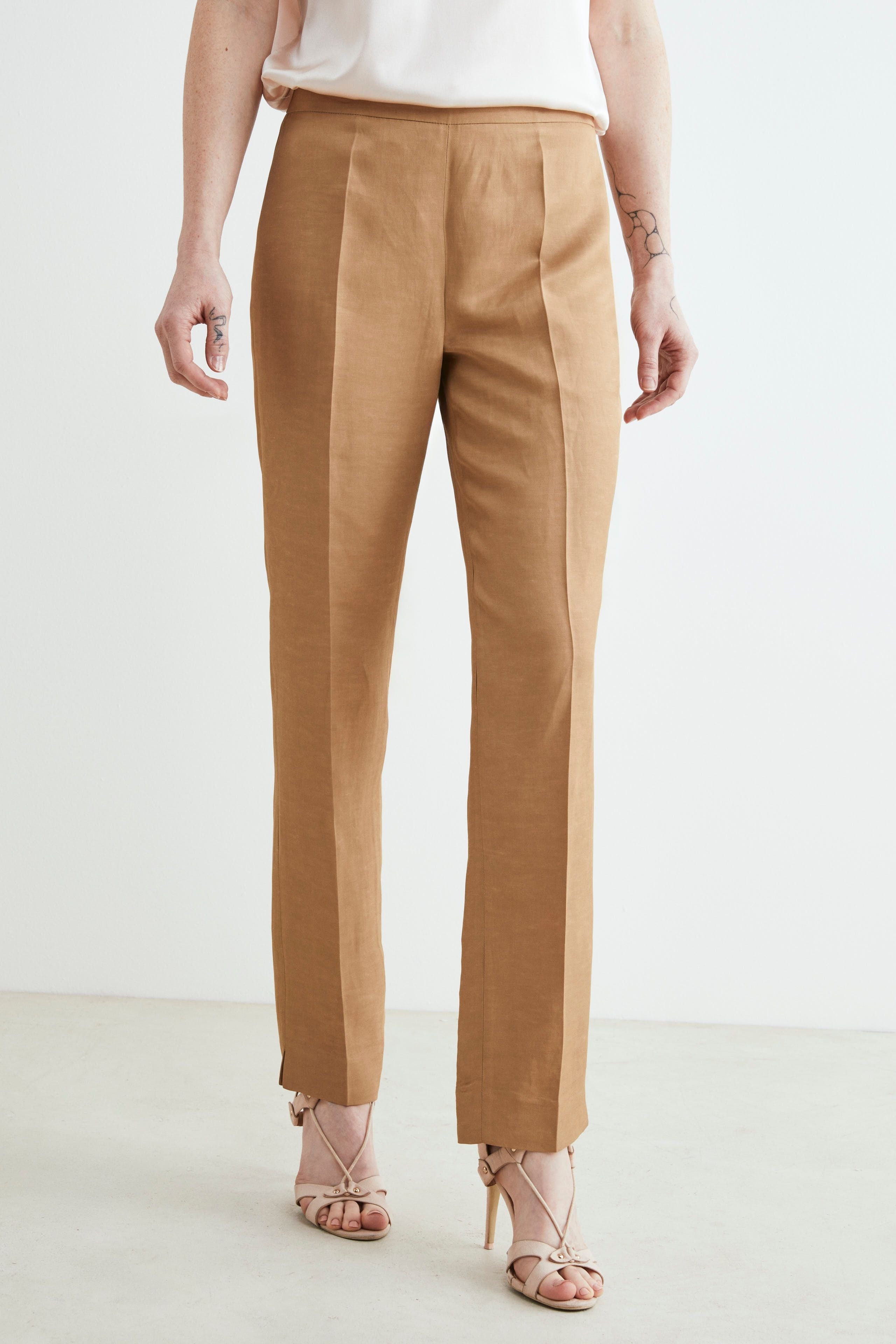 Pantalon slim en lin - KAKI