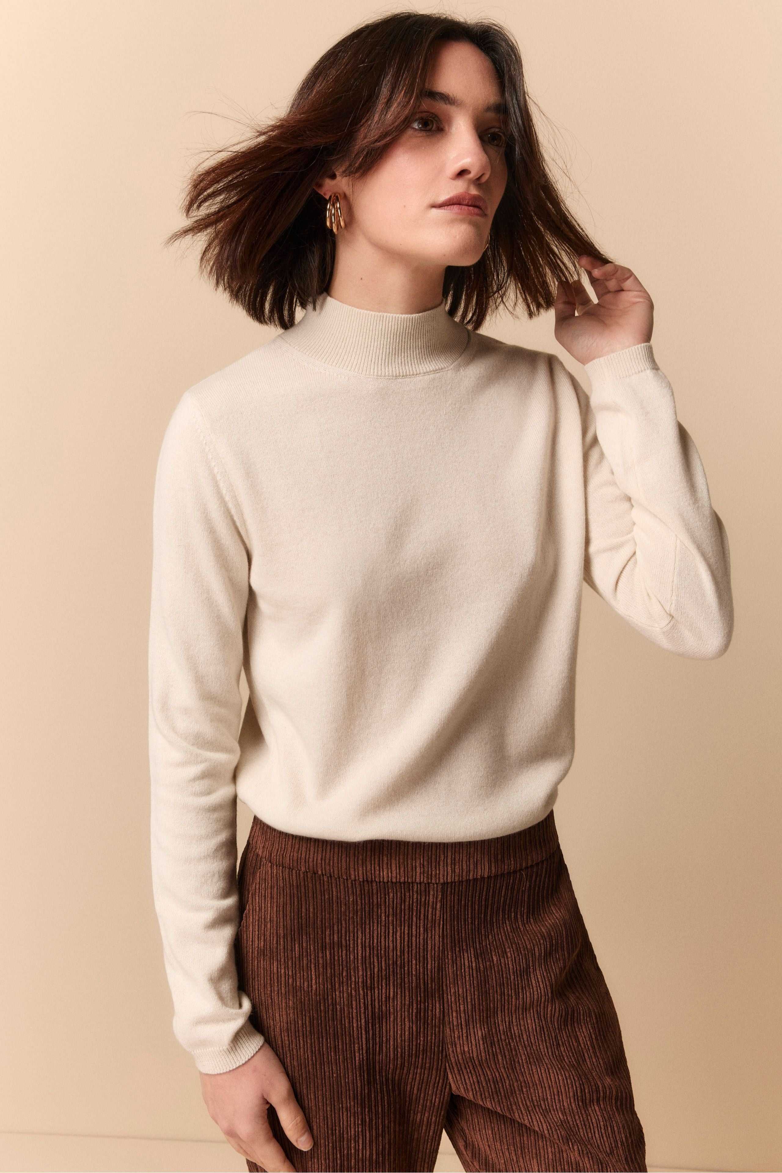 Turtleneck in Silk and Cashmere - Cream white