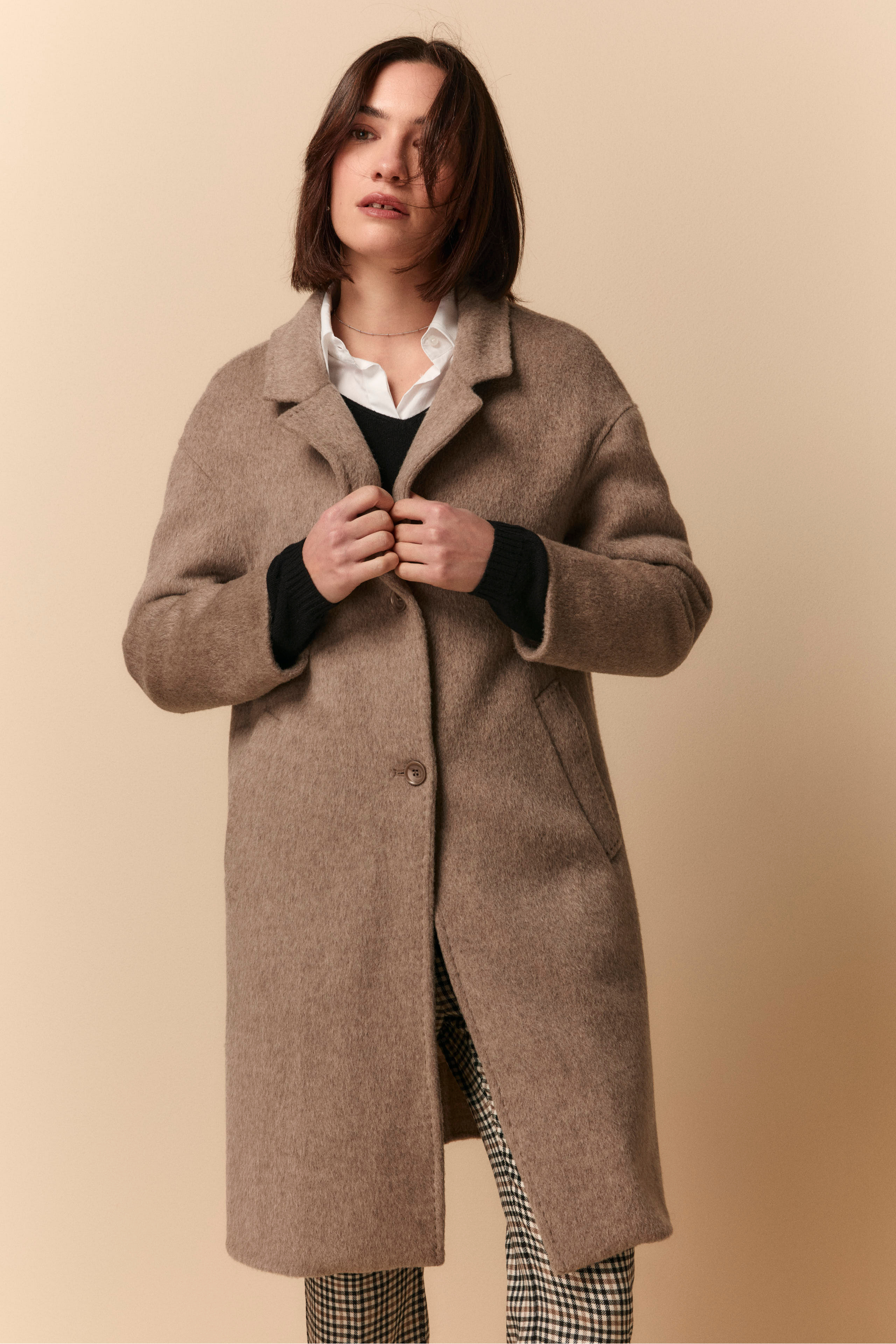 Manteau Midi en Laine Rembourré - BEIGE