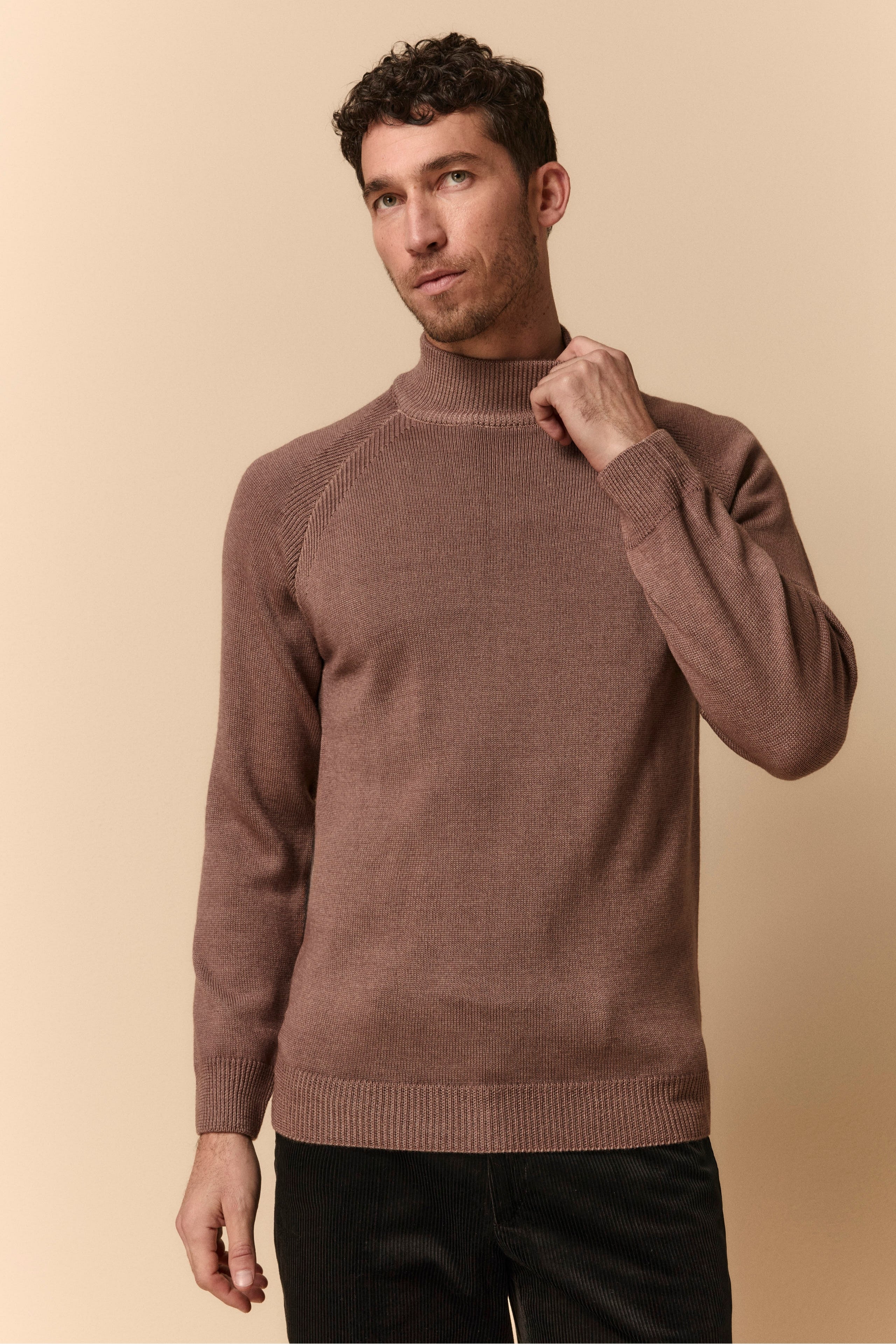 Raglan Rollkragenpullover aus Merinowolle - Amethyst