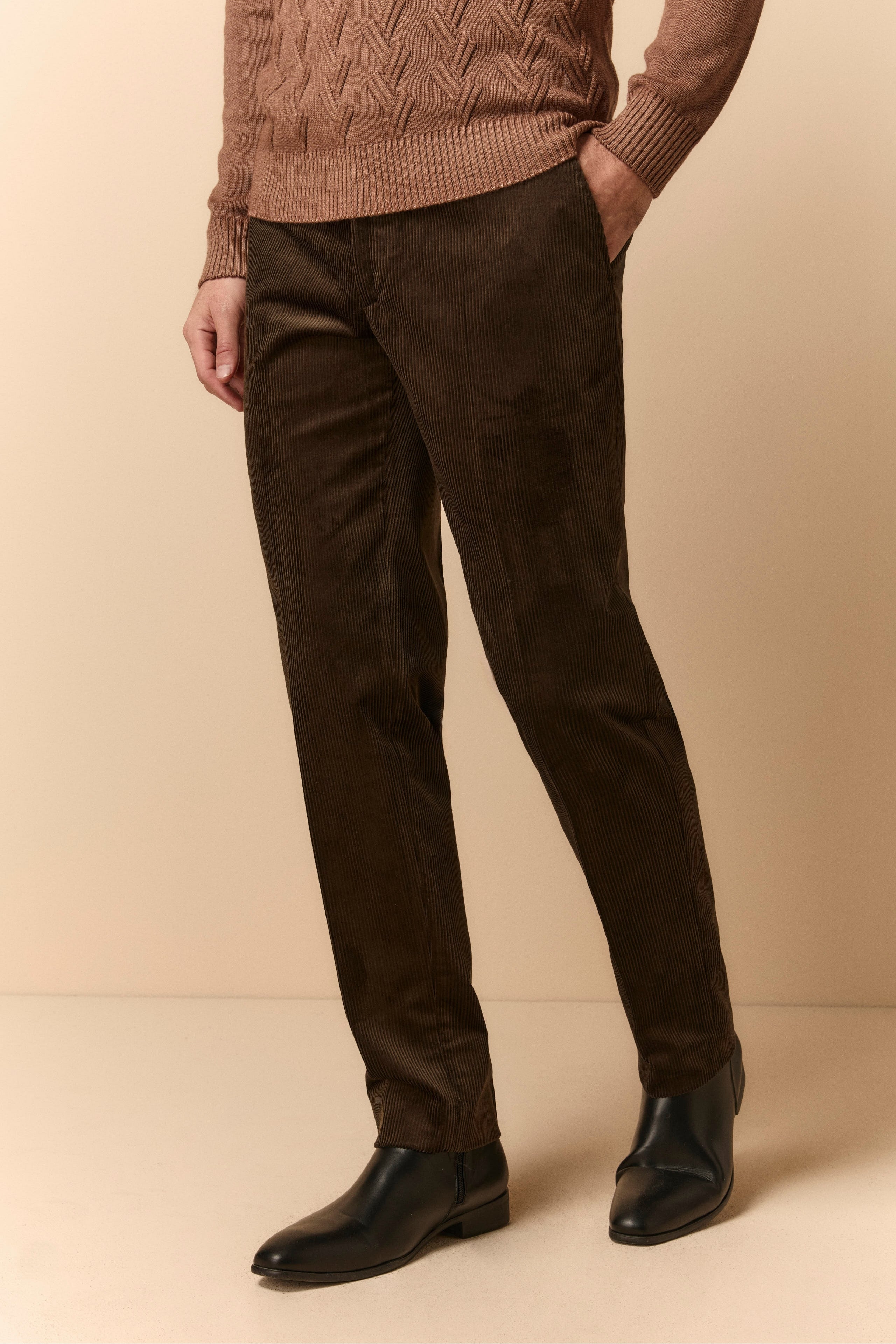 Ribbed Velvet Trousers - Green