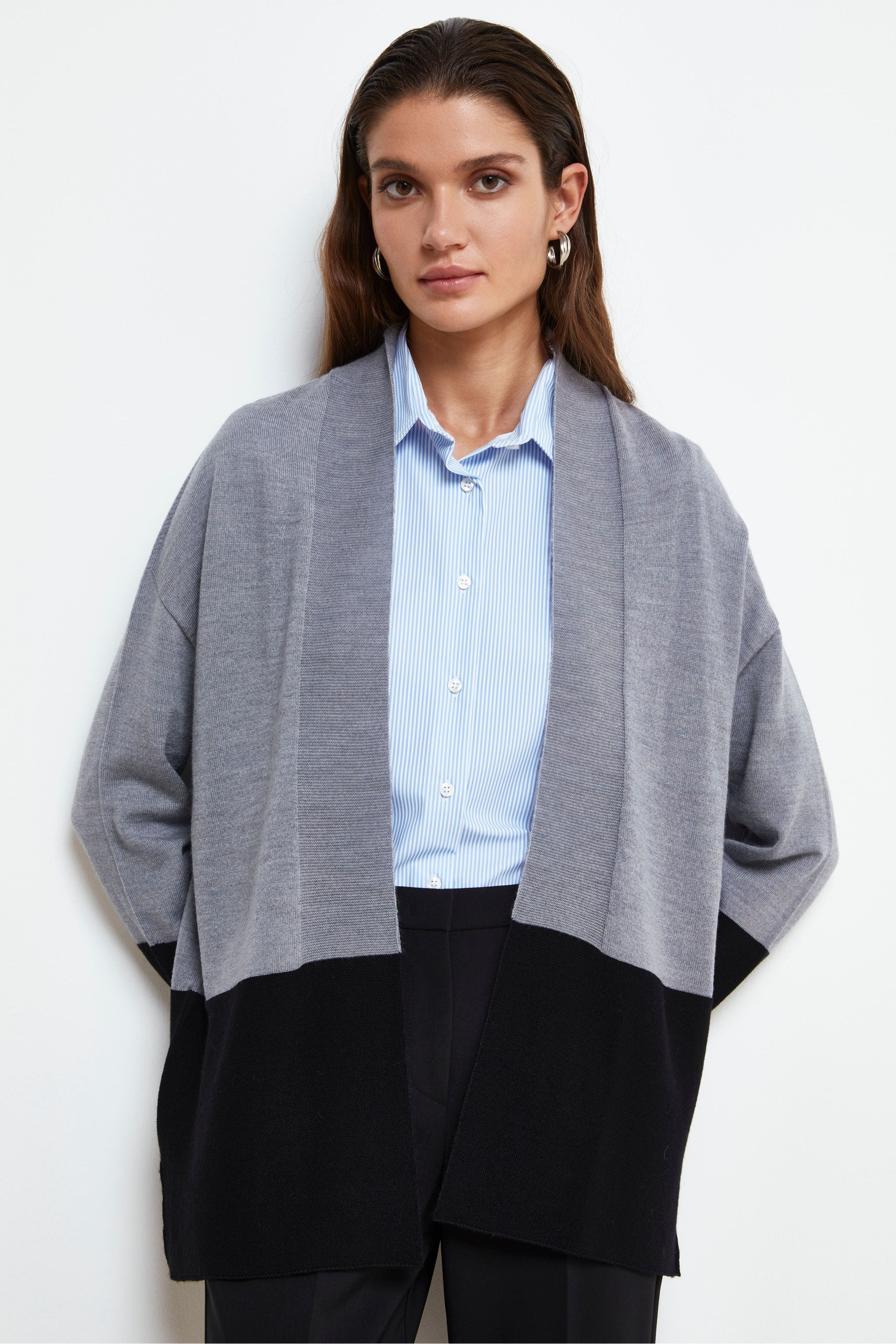 Cardigan Ouvert en Laine Mérinos - GRIS