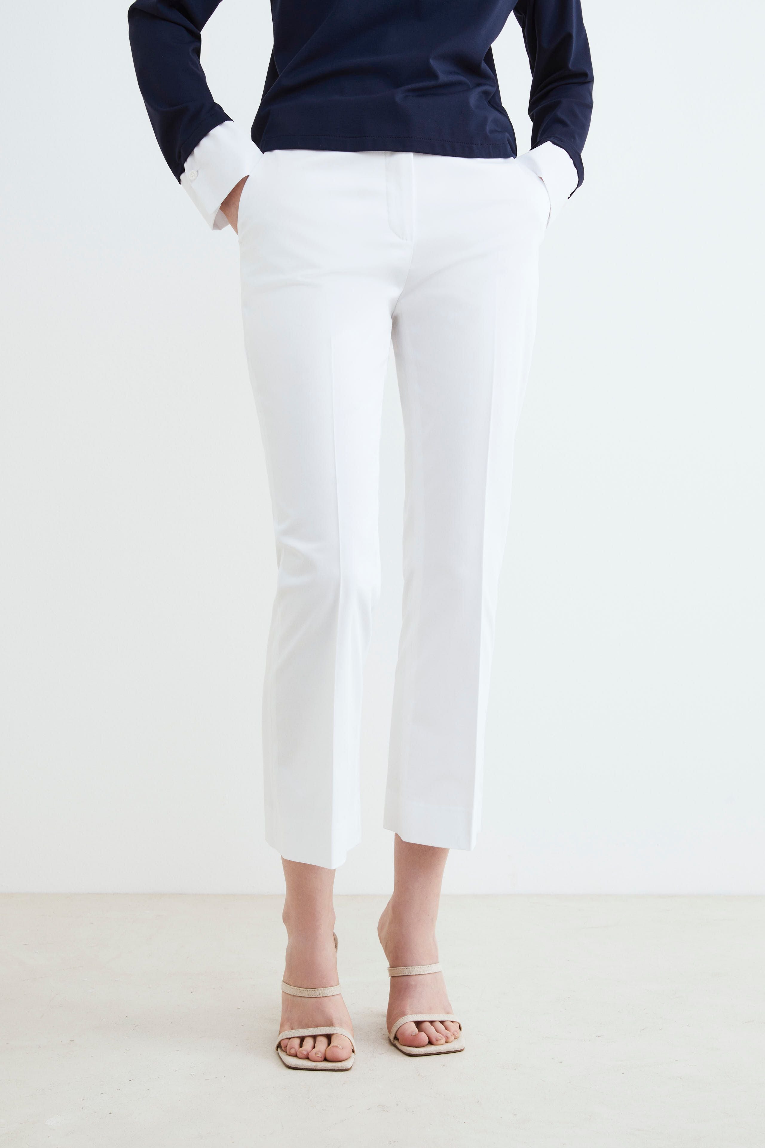 Pantalon mi-flare en coton - OPTIQUE BLANC