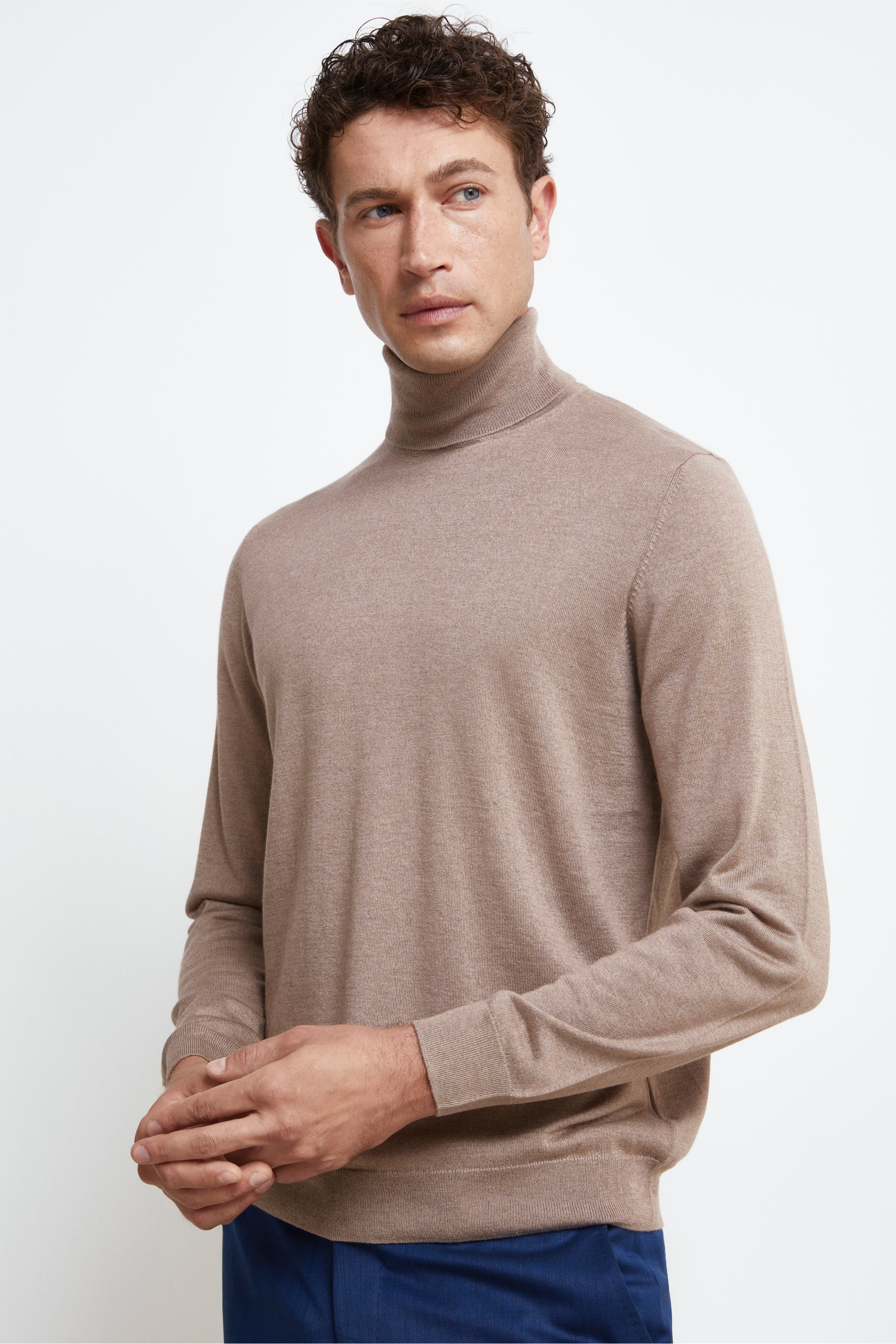 Rollkragenpullover aus Seide und Kaschmir - Mink