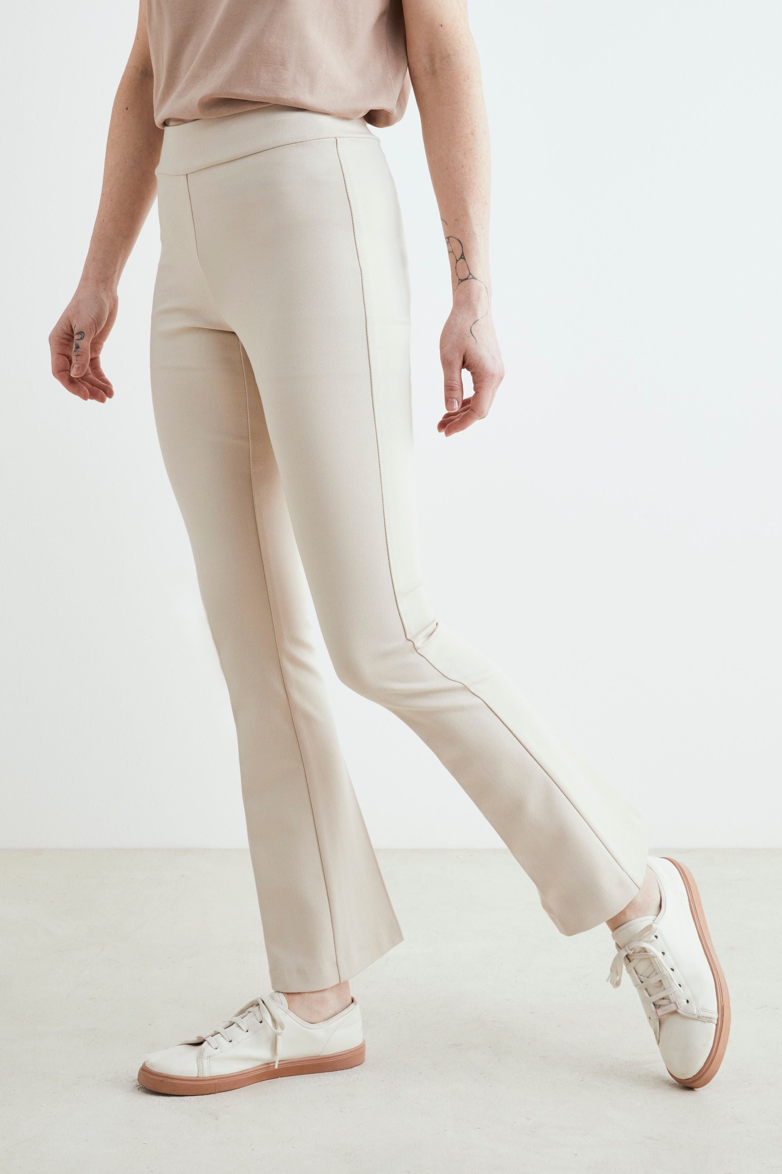 Pantalon palazzo en jersey - Blanc craie