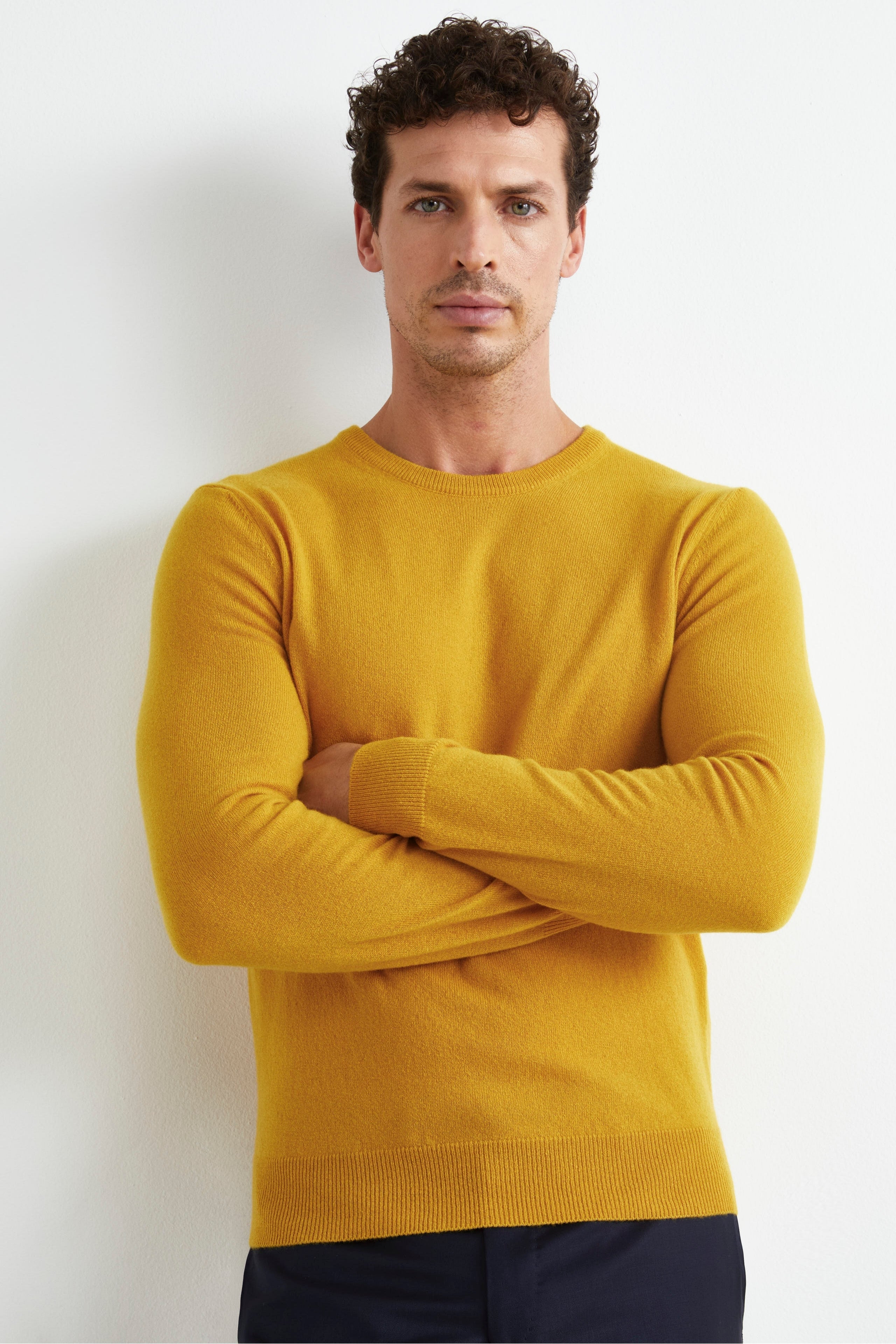 Sweater in Extrafine Merino Wool - Ochre