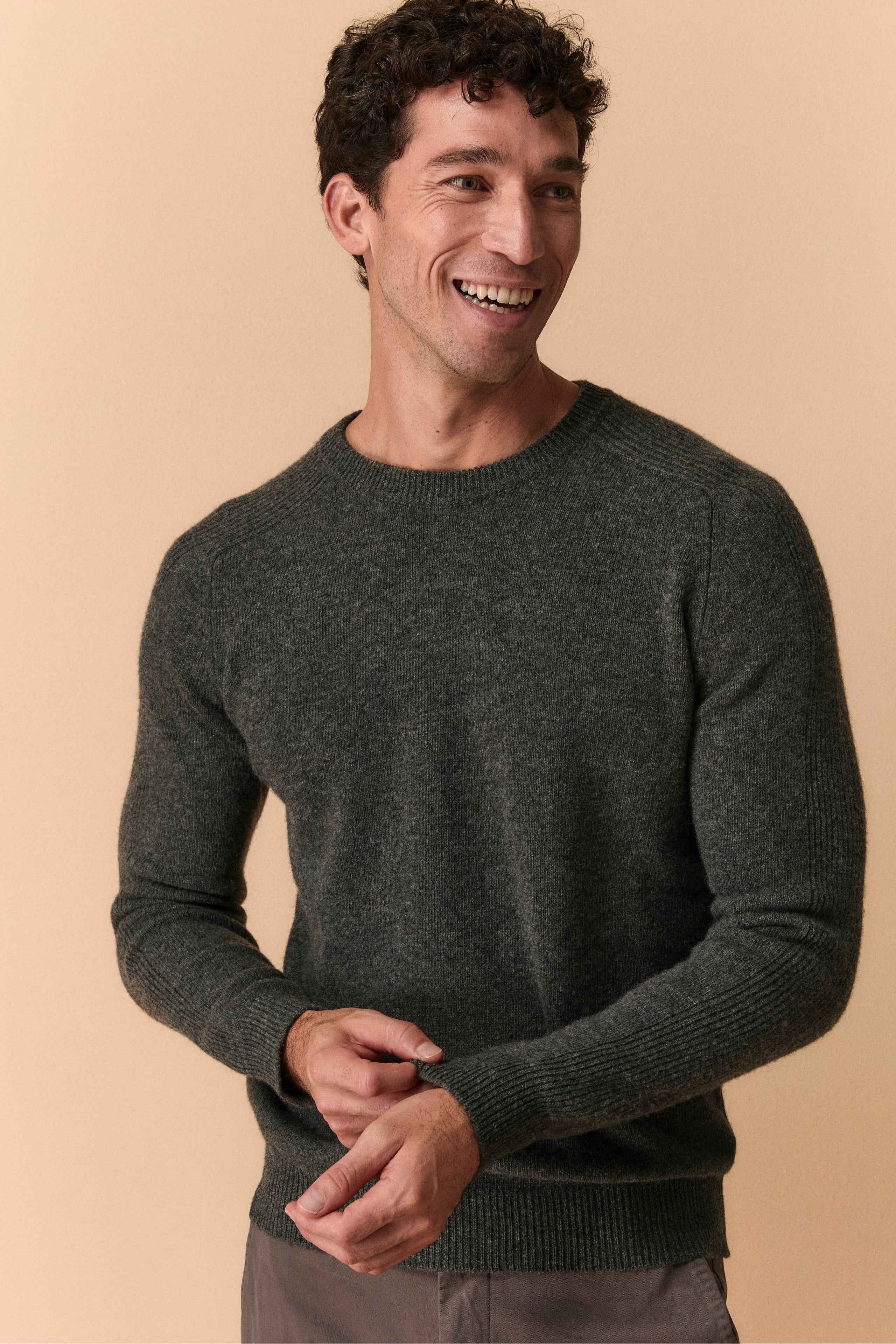 Wool and Cashmere Crewneck Sweater - Charcoal grey