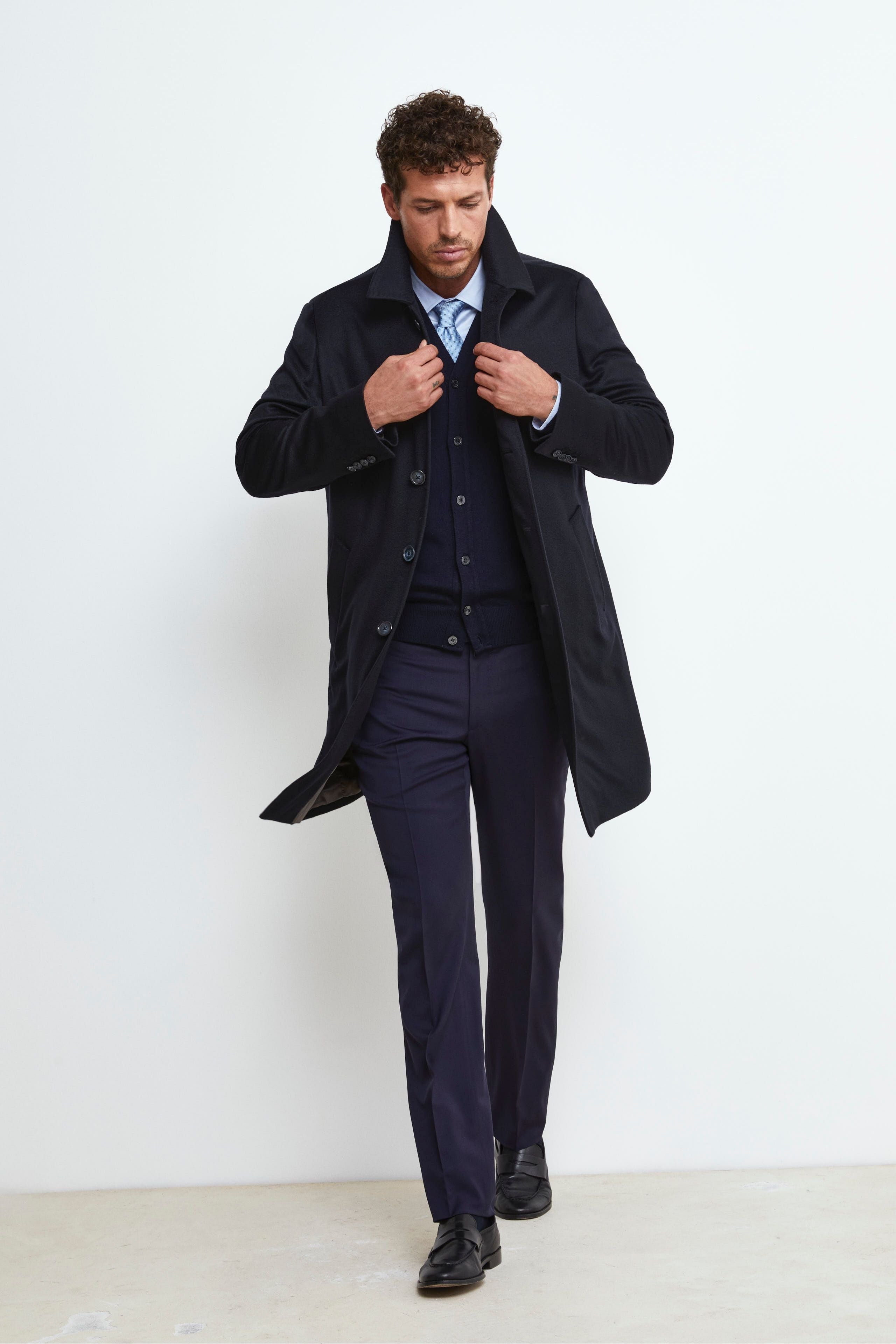 Lined Cashmere Coat - Midnight blue