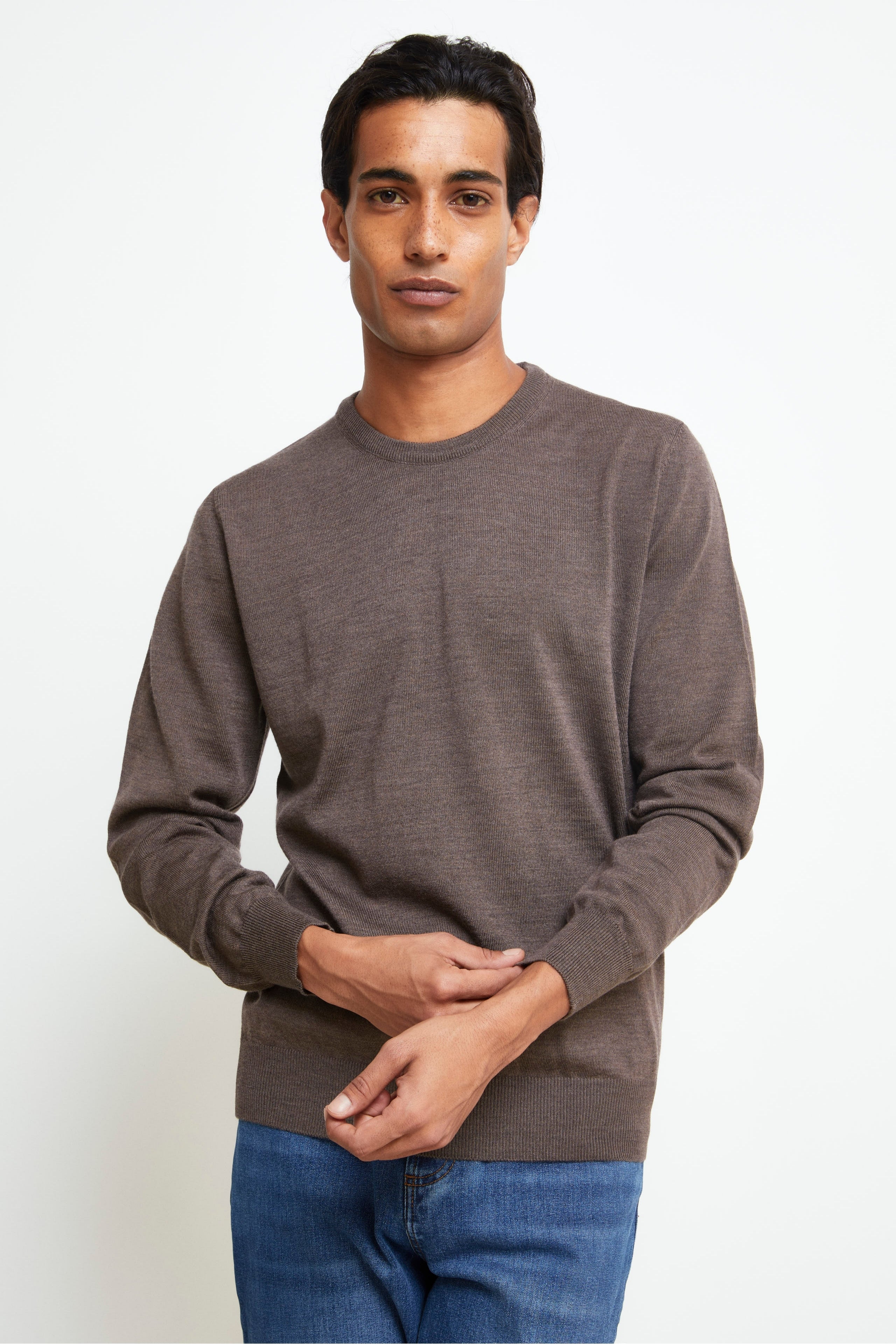 Merino Wool Crewneck Sweater - gray