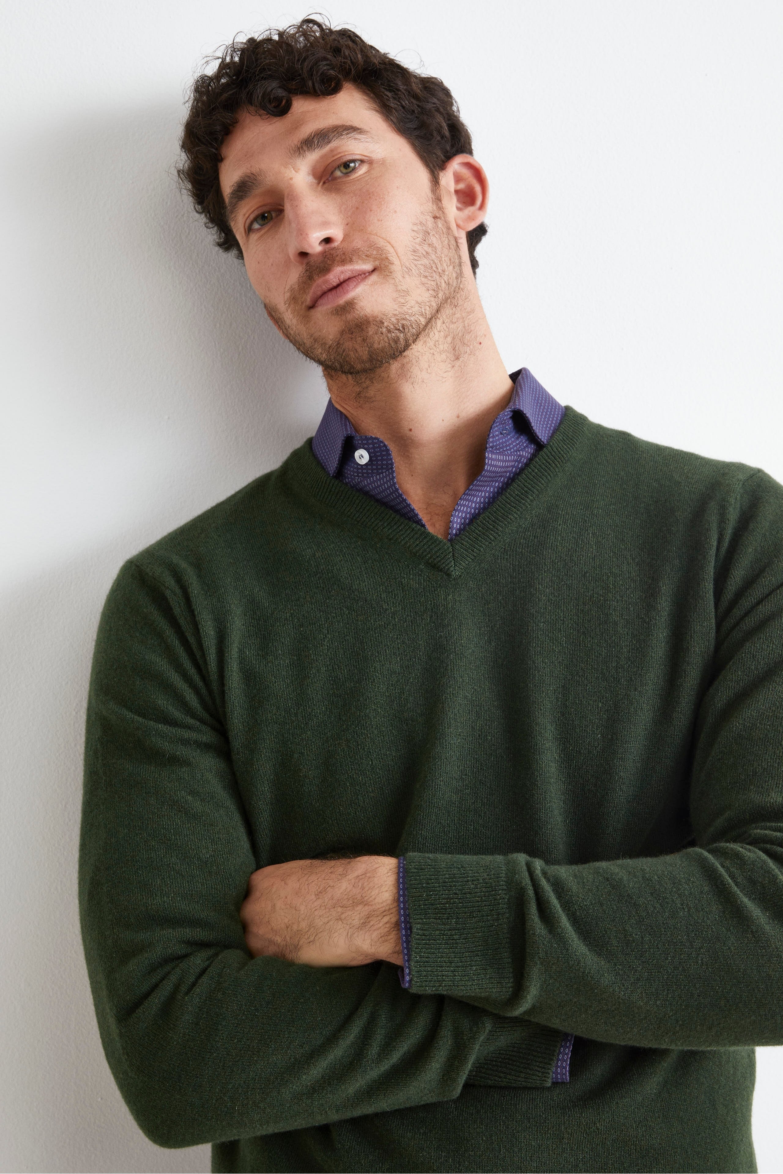 Wool V-neck sweater - Green