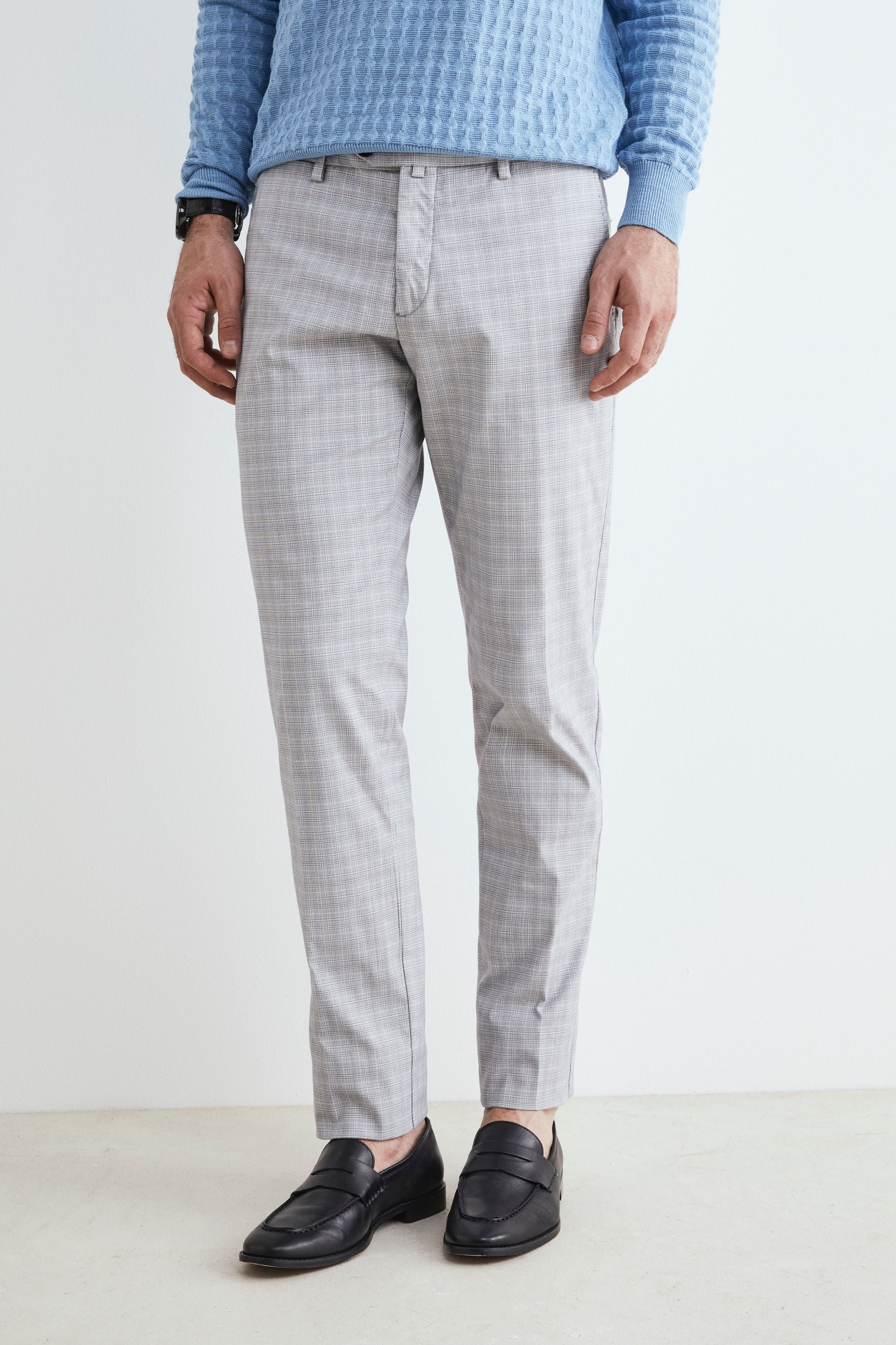 Men’s micro-patterned trousers - Grey check