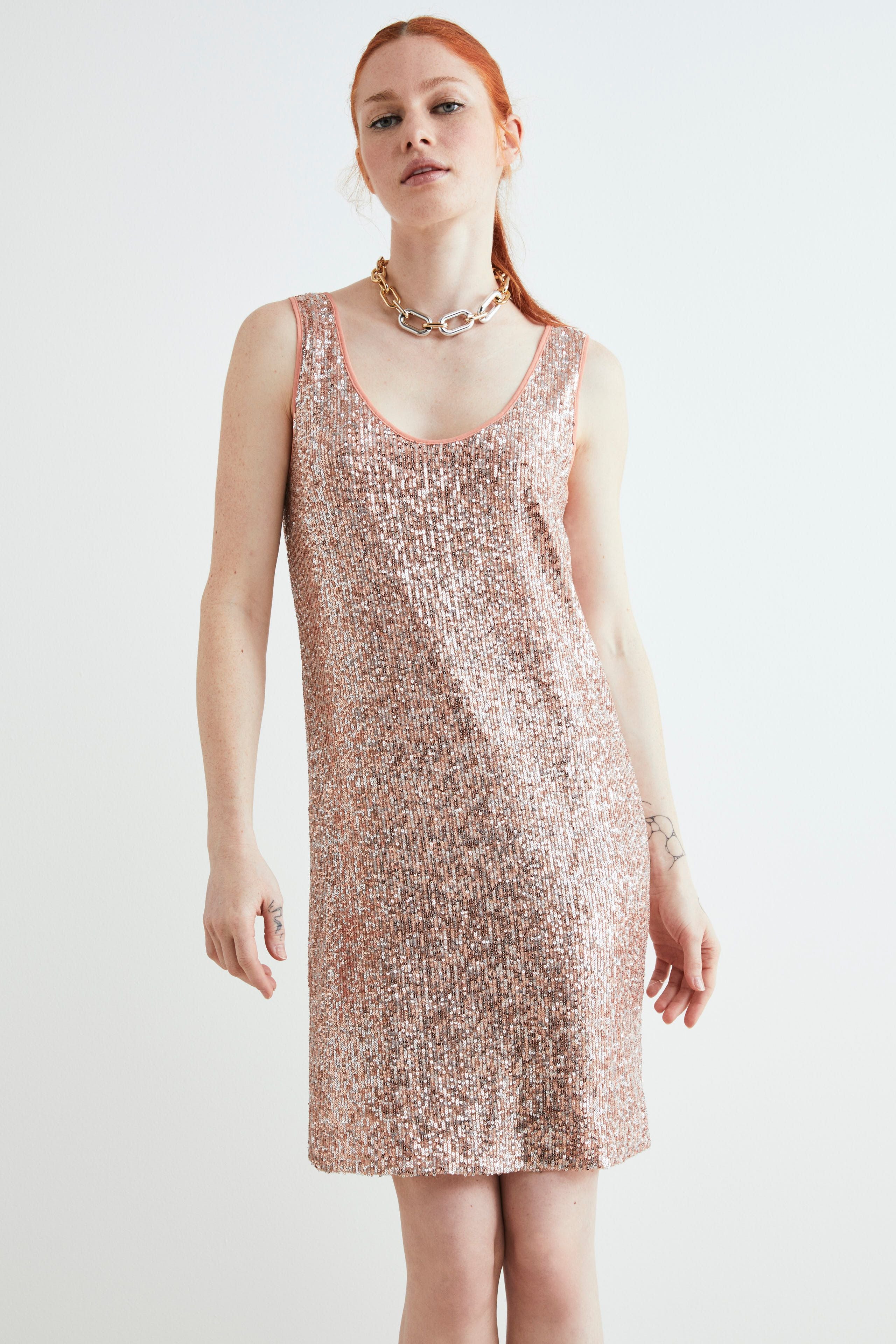 Sleeveless sequin dress - PINK