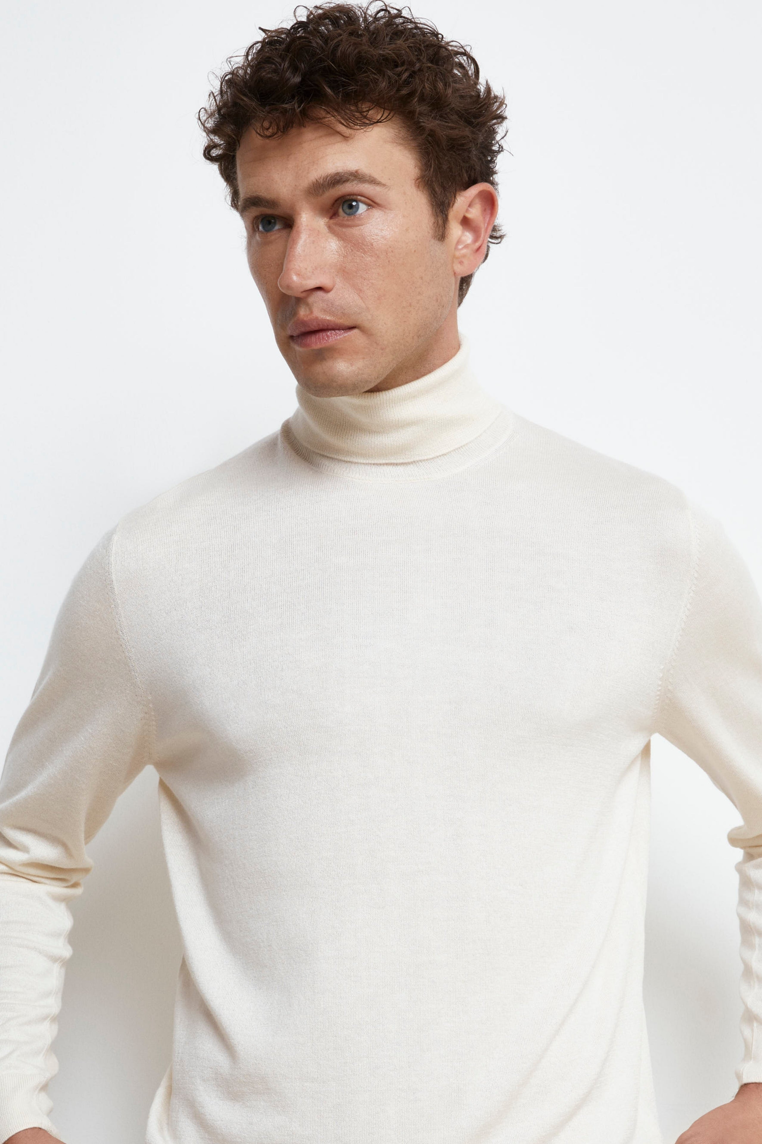 Silk and cashmere turtleneck sweater - Ivory