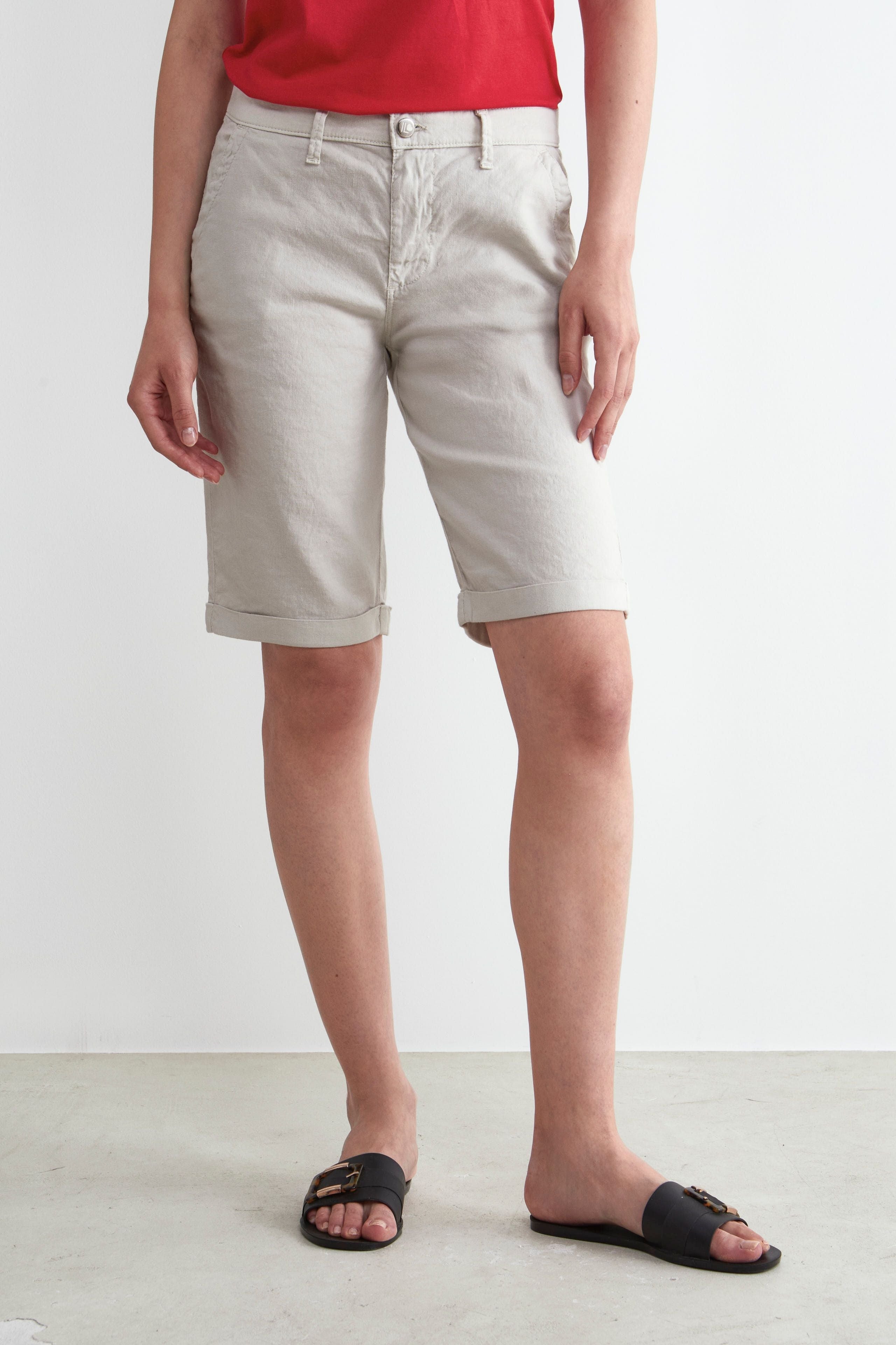 Linen bermuda shorts - BEIGE