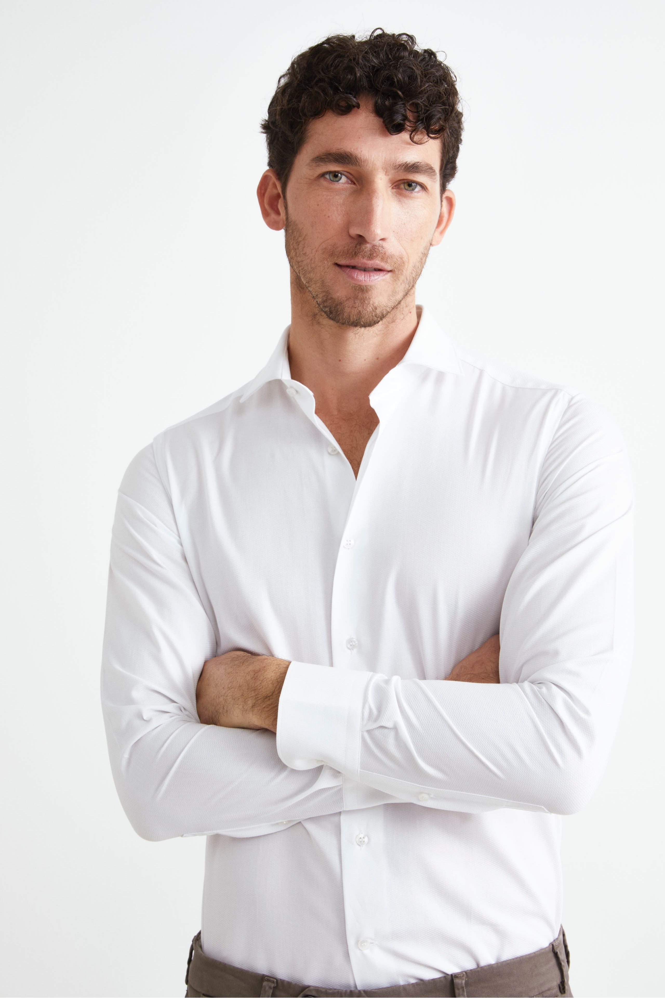 Classic Slim Fit Shirt in Cotton - WHITE