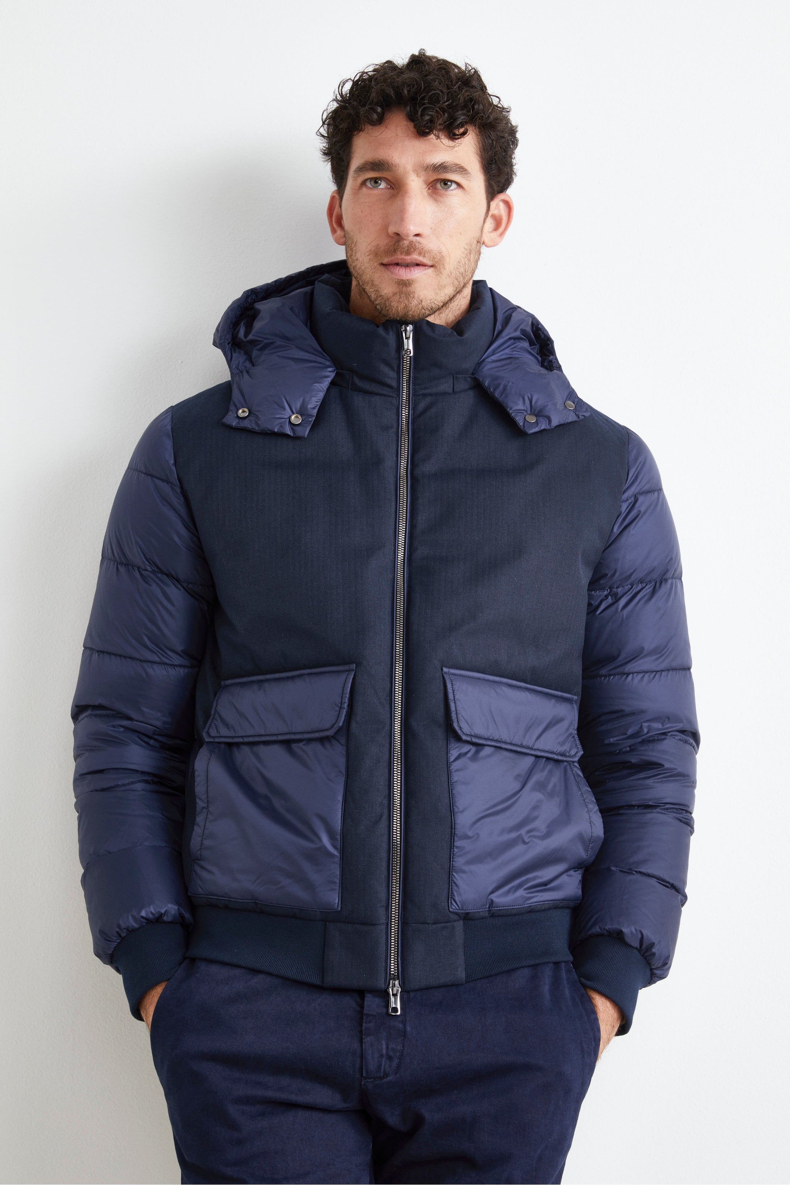 Quilted Jacket with Hood - BLUE