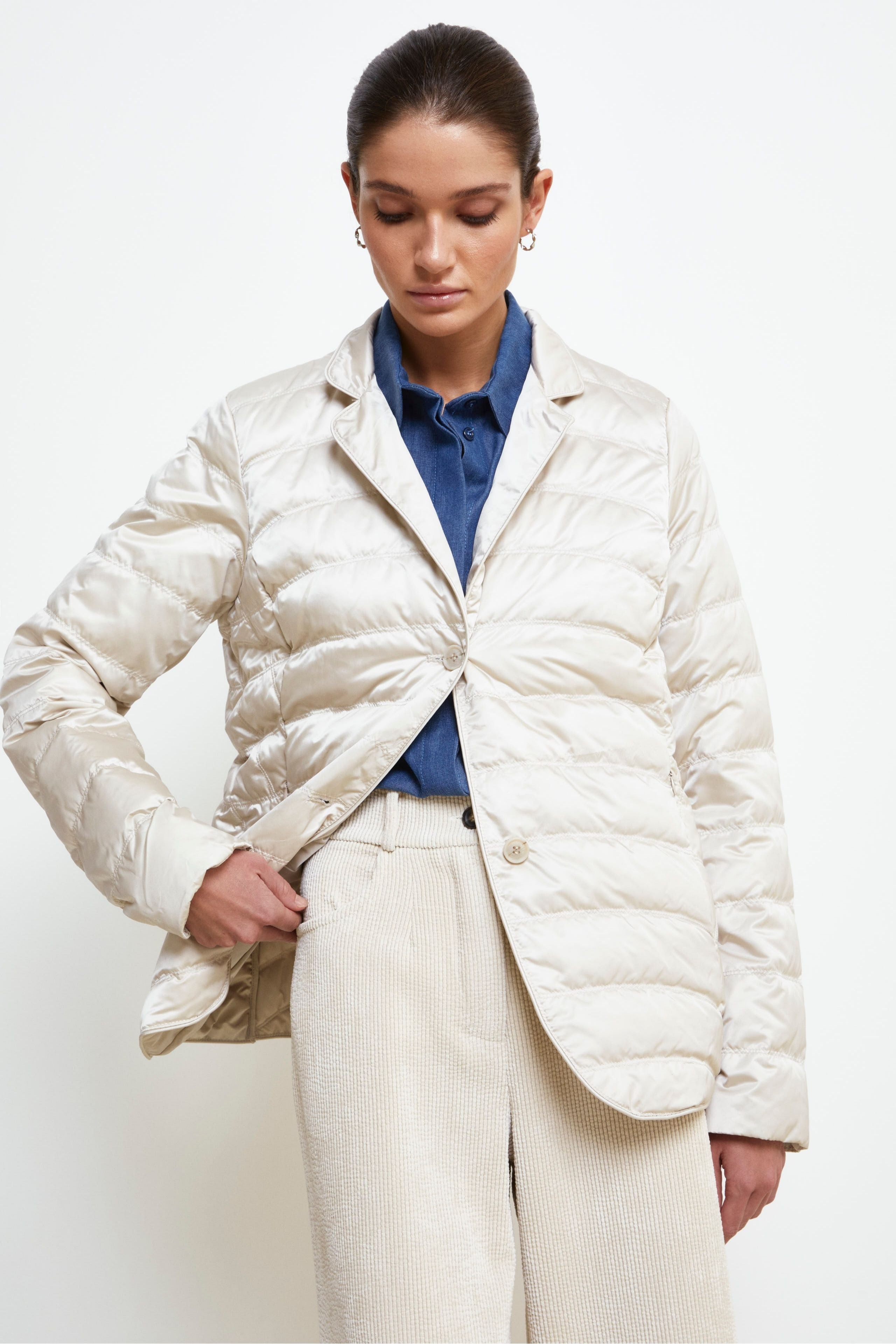 Padded Feather Jacket - CHALK WHITE