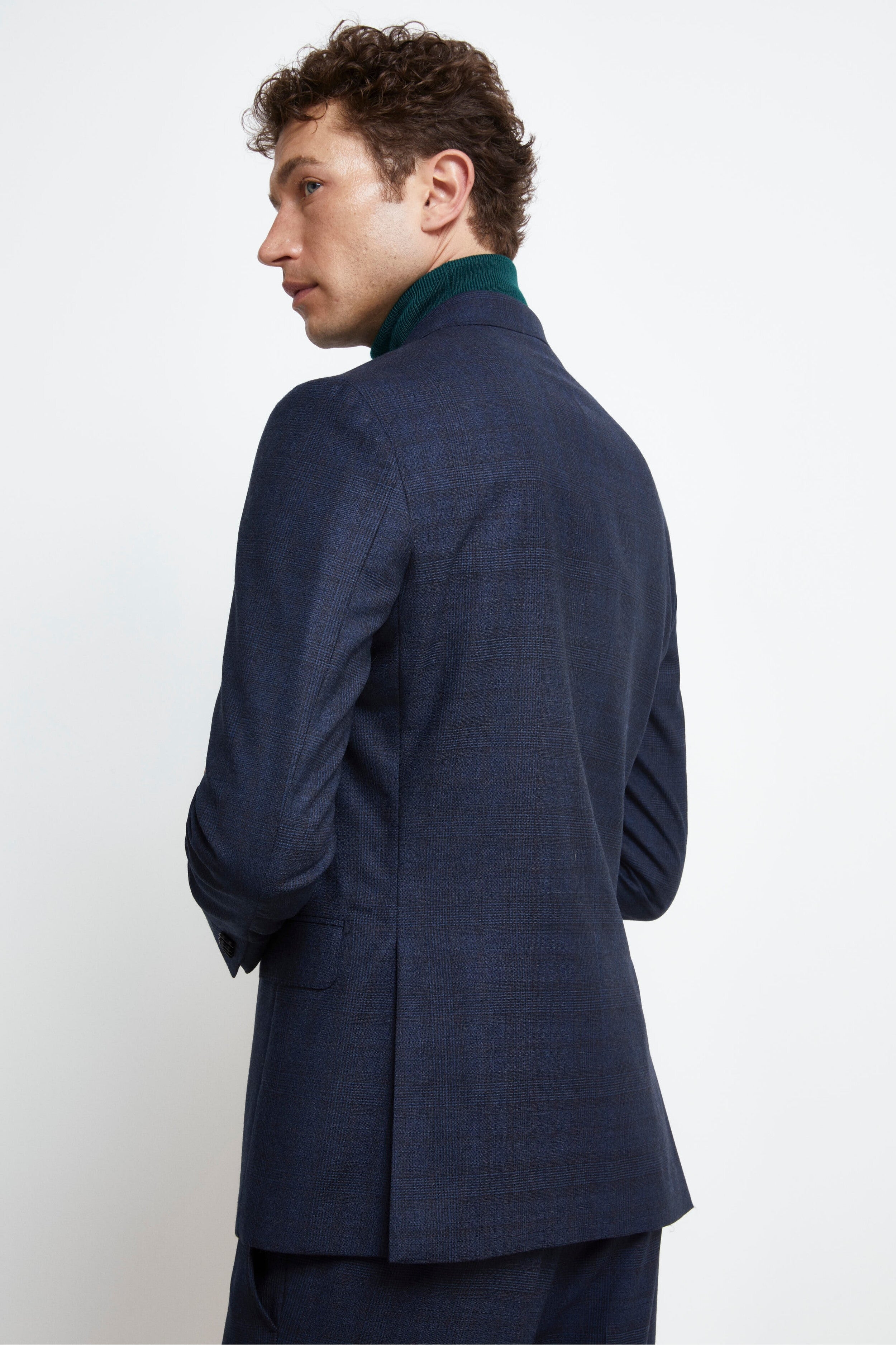 Costume Slim Fit élégant en laine - vichy bleu