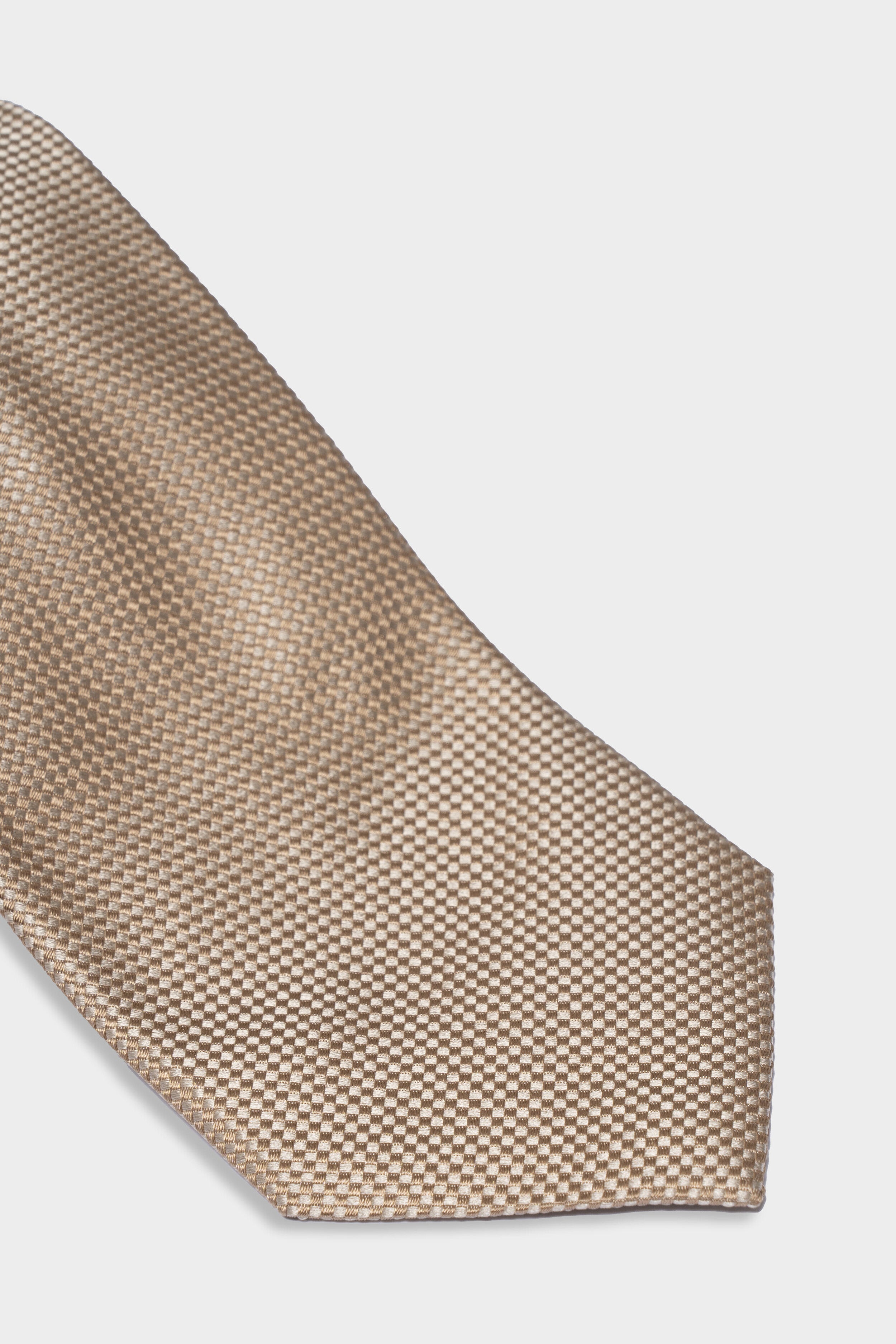 Yellow micro-patterned silk tie - BEIGE