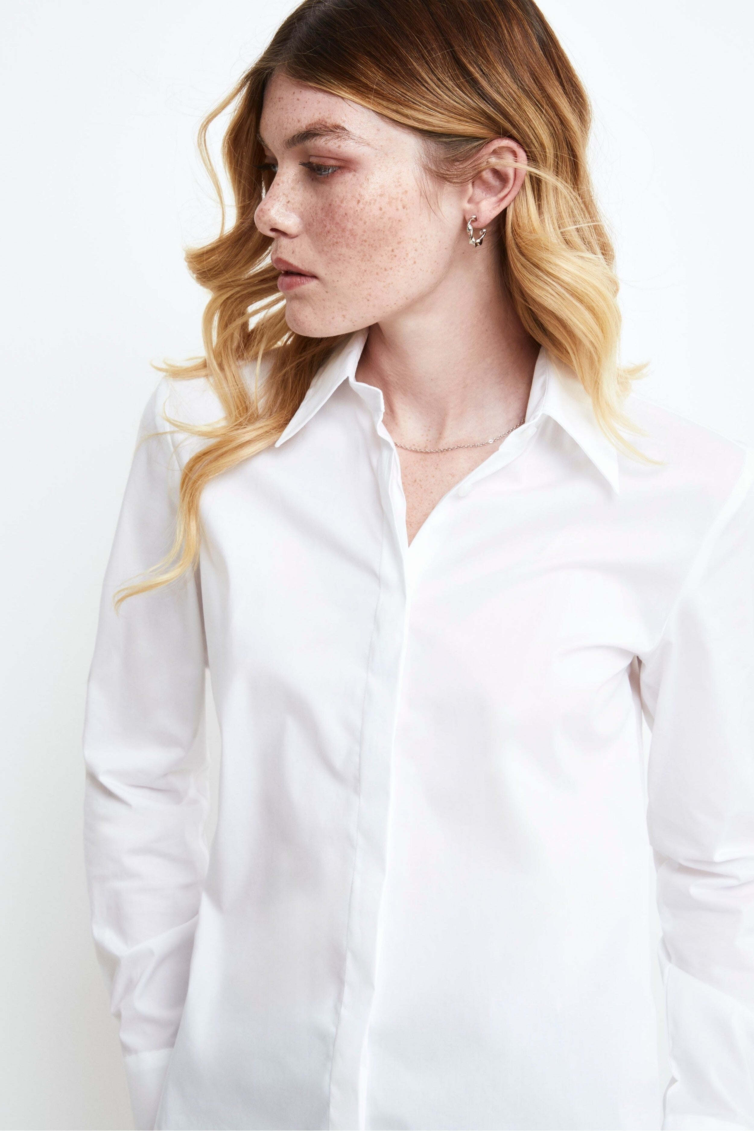 Fitted Cotton Shirt - WHITE