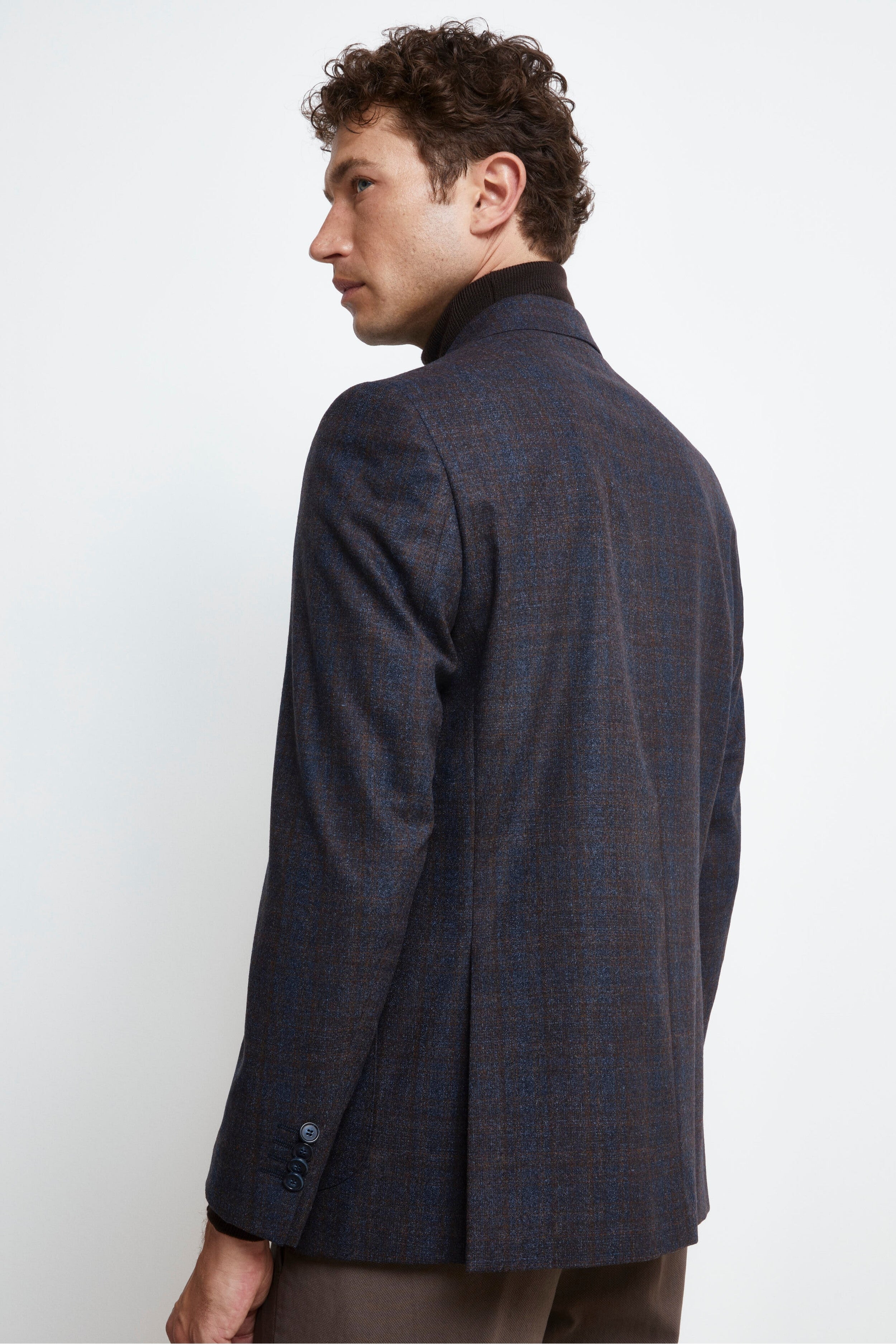 Check Wool Jacket - Blue check