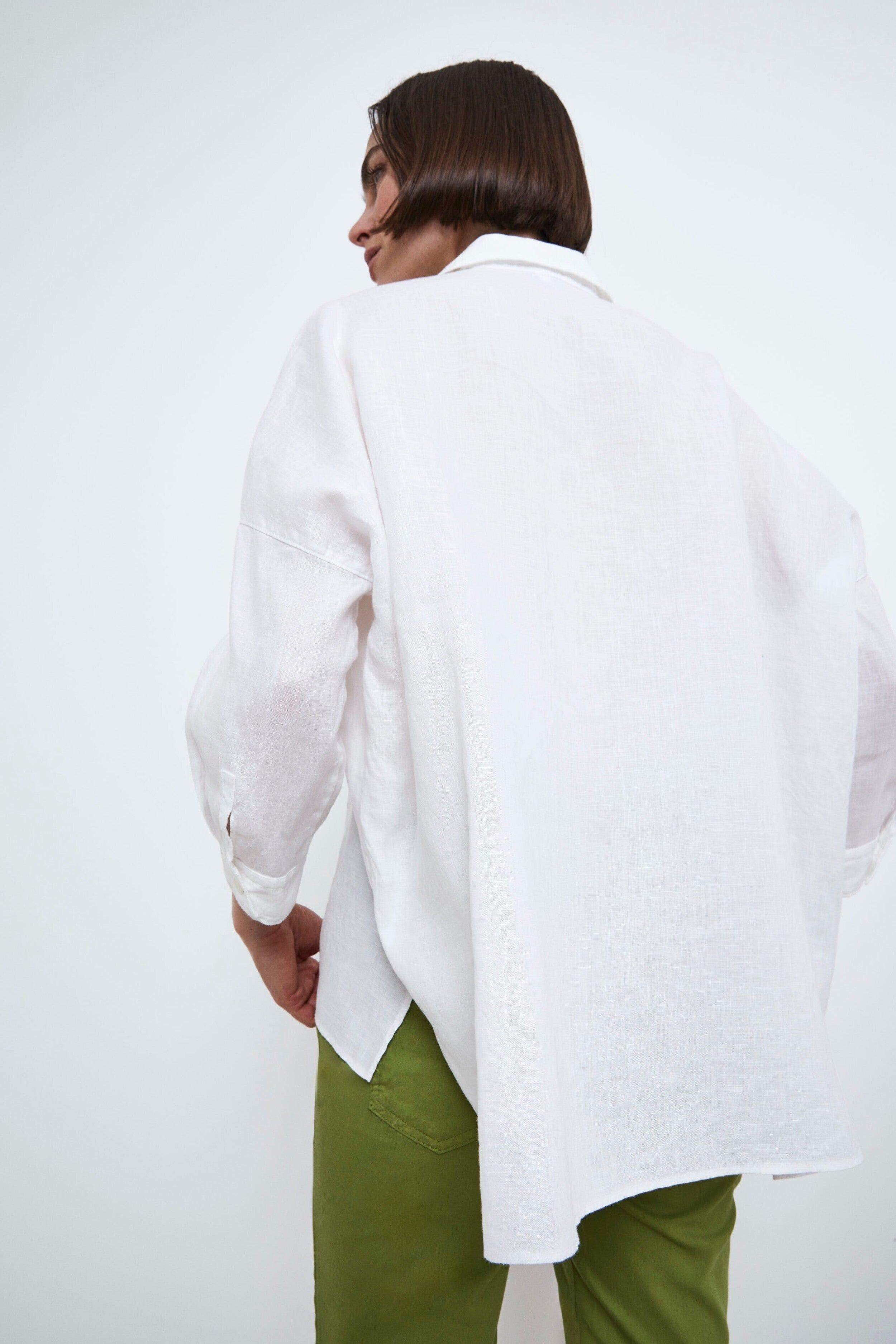 Linen Over Shirt - WHITE