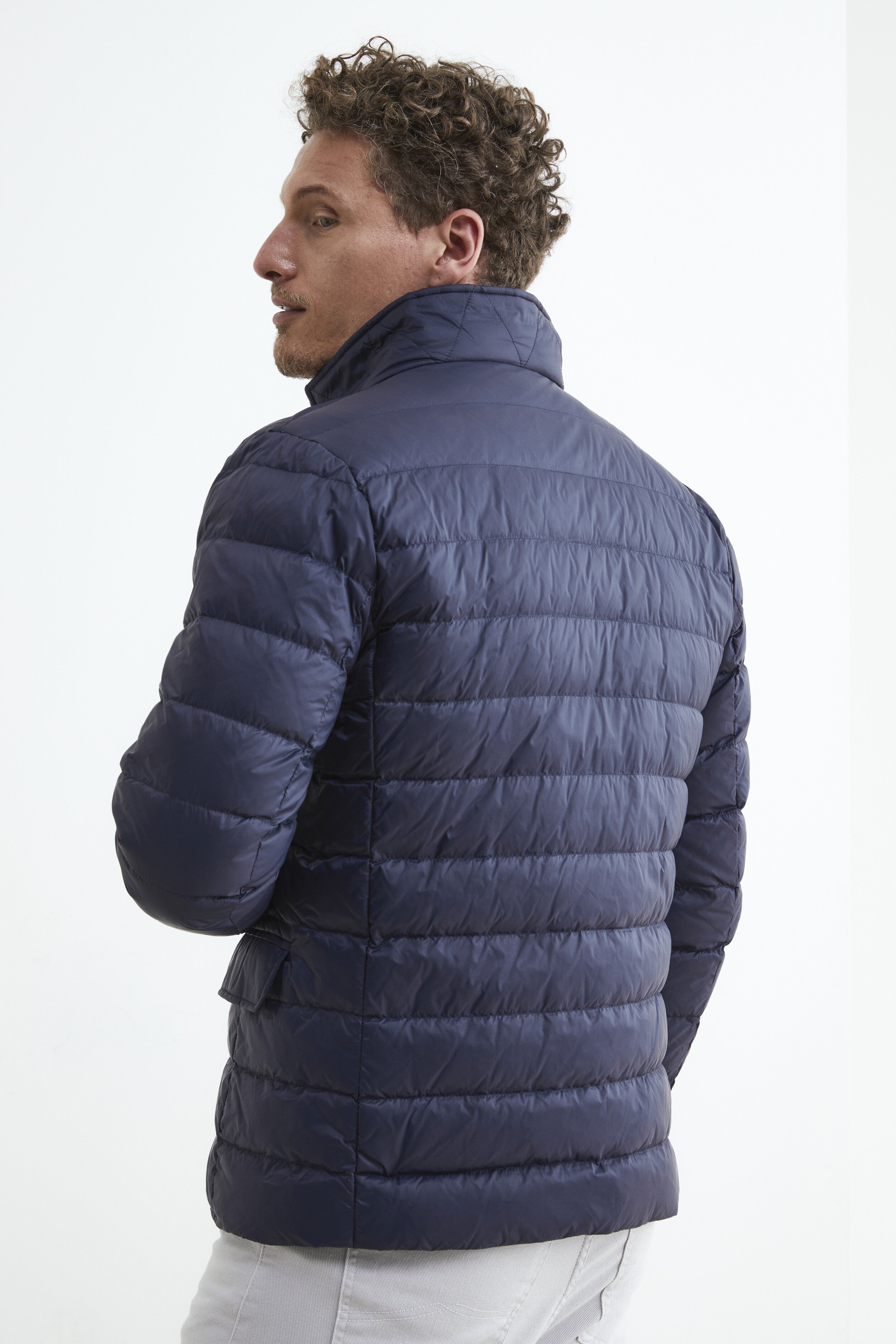 Leichte Daunenjacke mit Mieder - BLAU